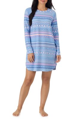 Cuddl Duds Women's Long Sleeve Sleepshirt, Blue, XL