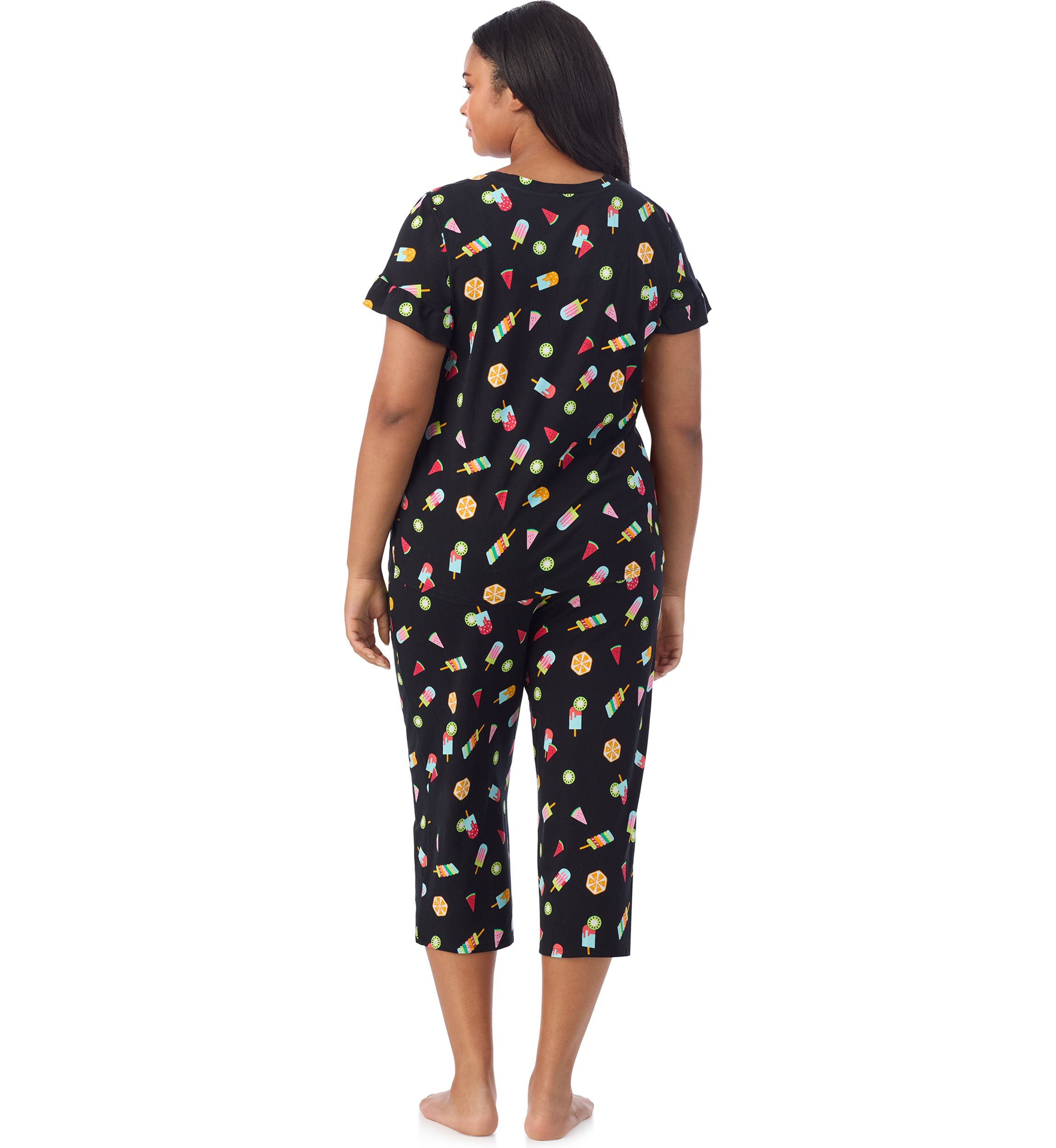 Plus Size Short Sleeve Cropped PJ Set 