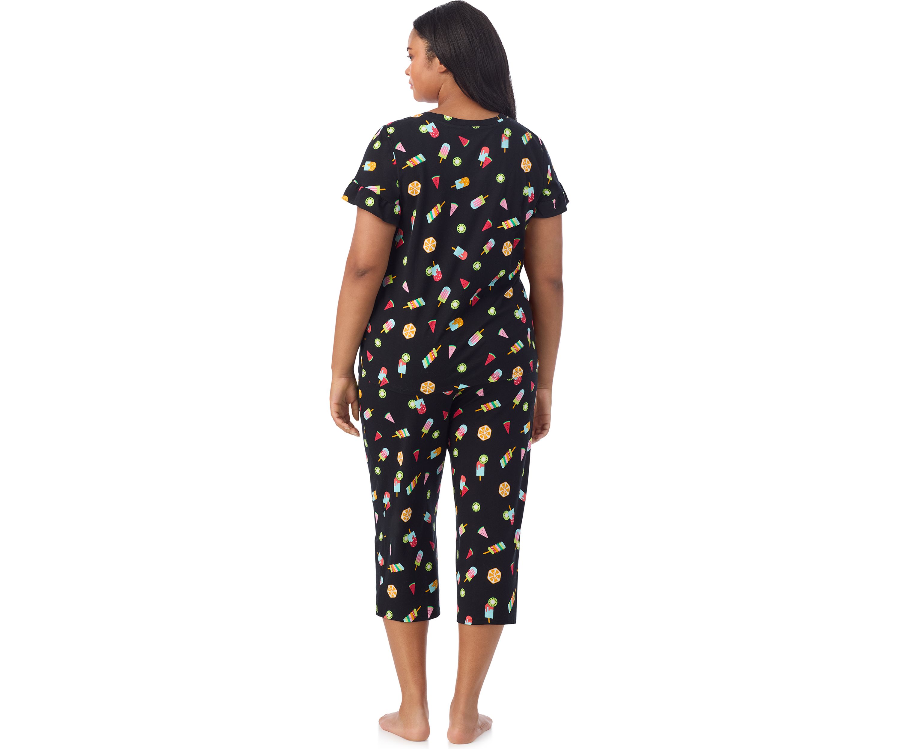 Plus Size Short Sleeve Cropped PJ Set 