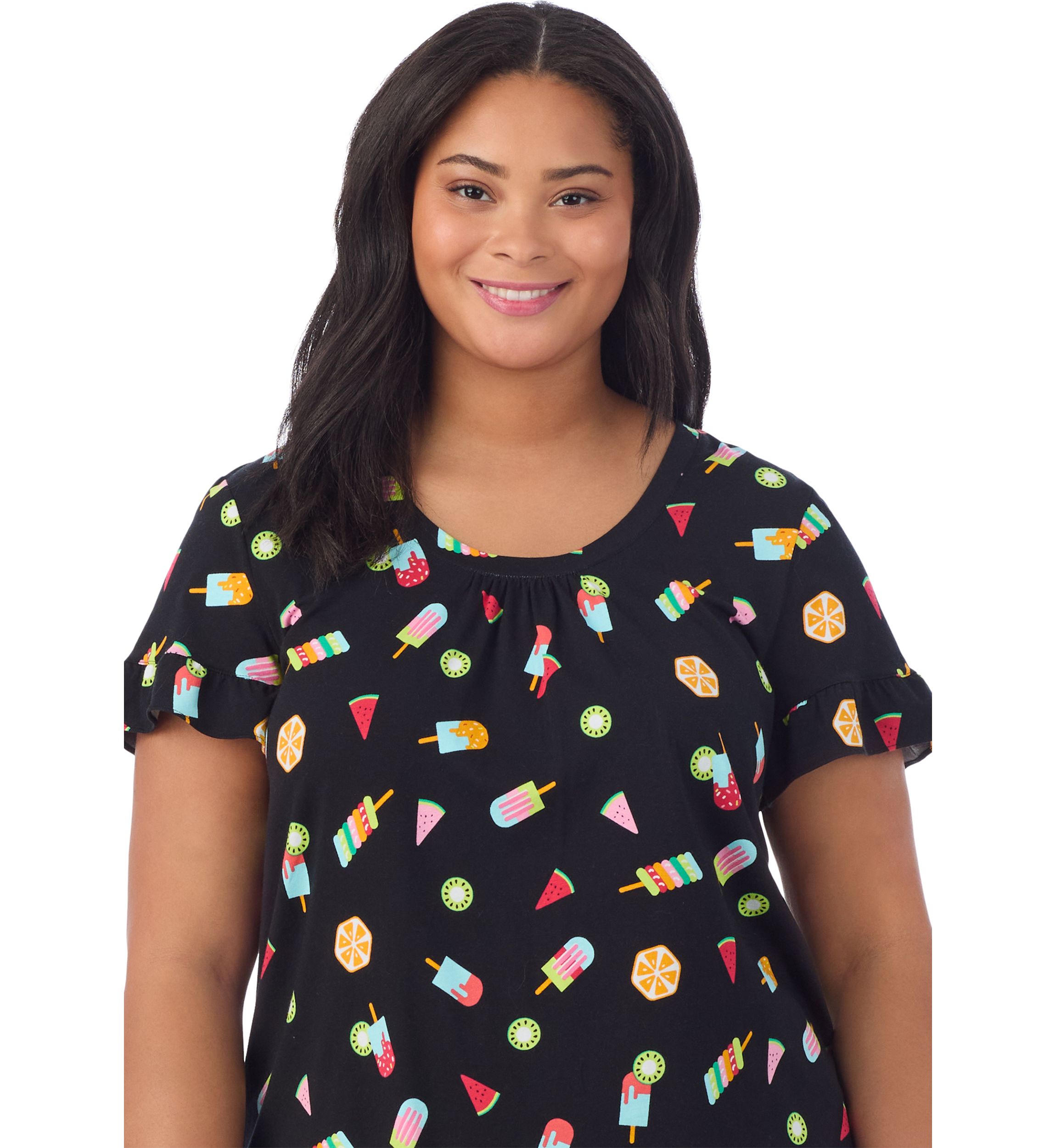 Plus Size Short Sleeve Cropped PJ Set 