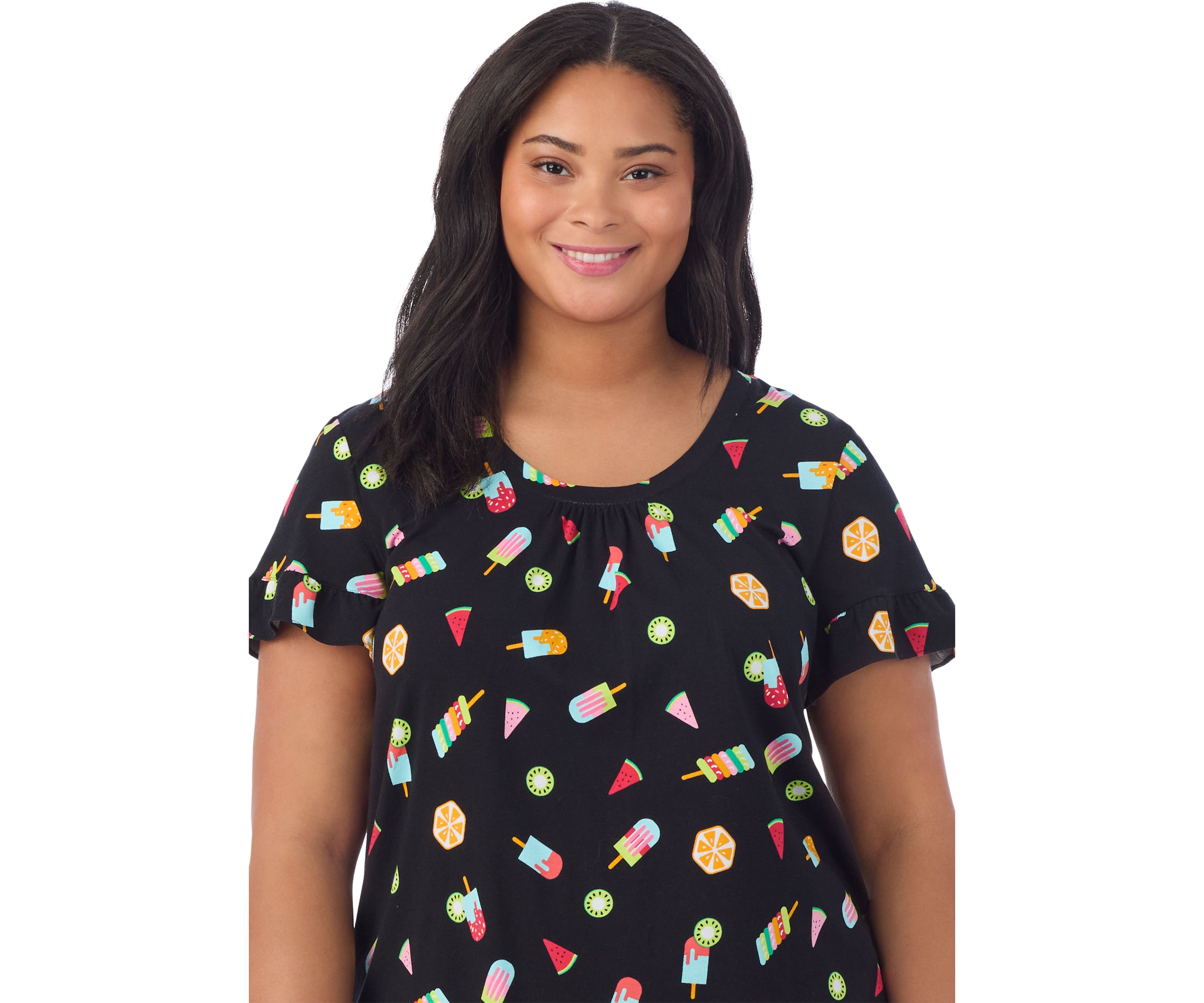 Plus Size Short Sleeve Cropped PJ Set 