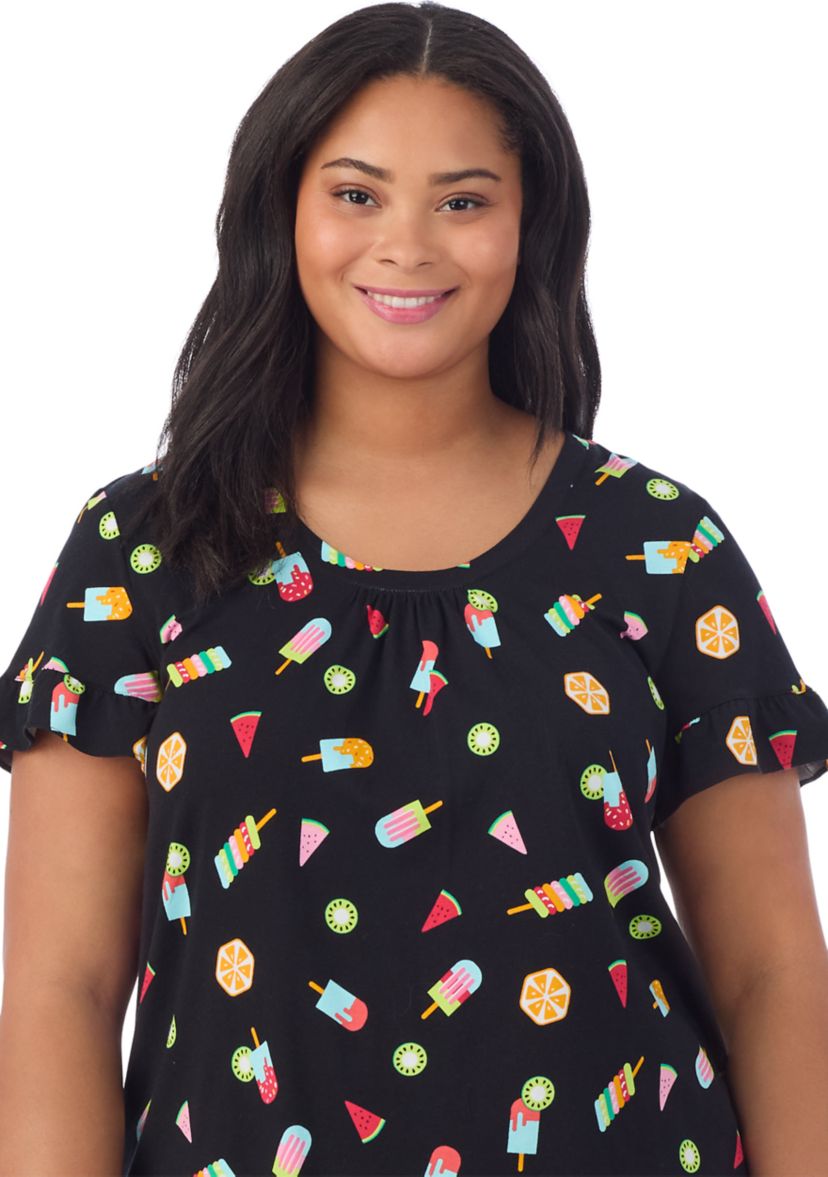 Plus Size Short Sleeve Cropped PJ Set 