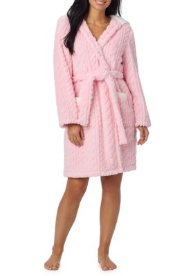 Cuddl Duds Women's Short Robe, Pink, XL
