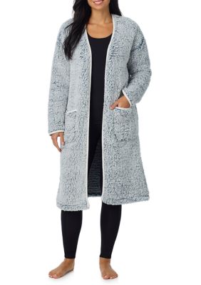 Cuddl Duds Women's Midi Sherpa Cardigan, Grey, Medium