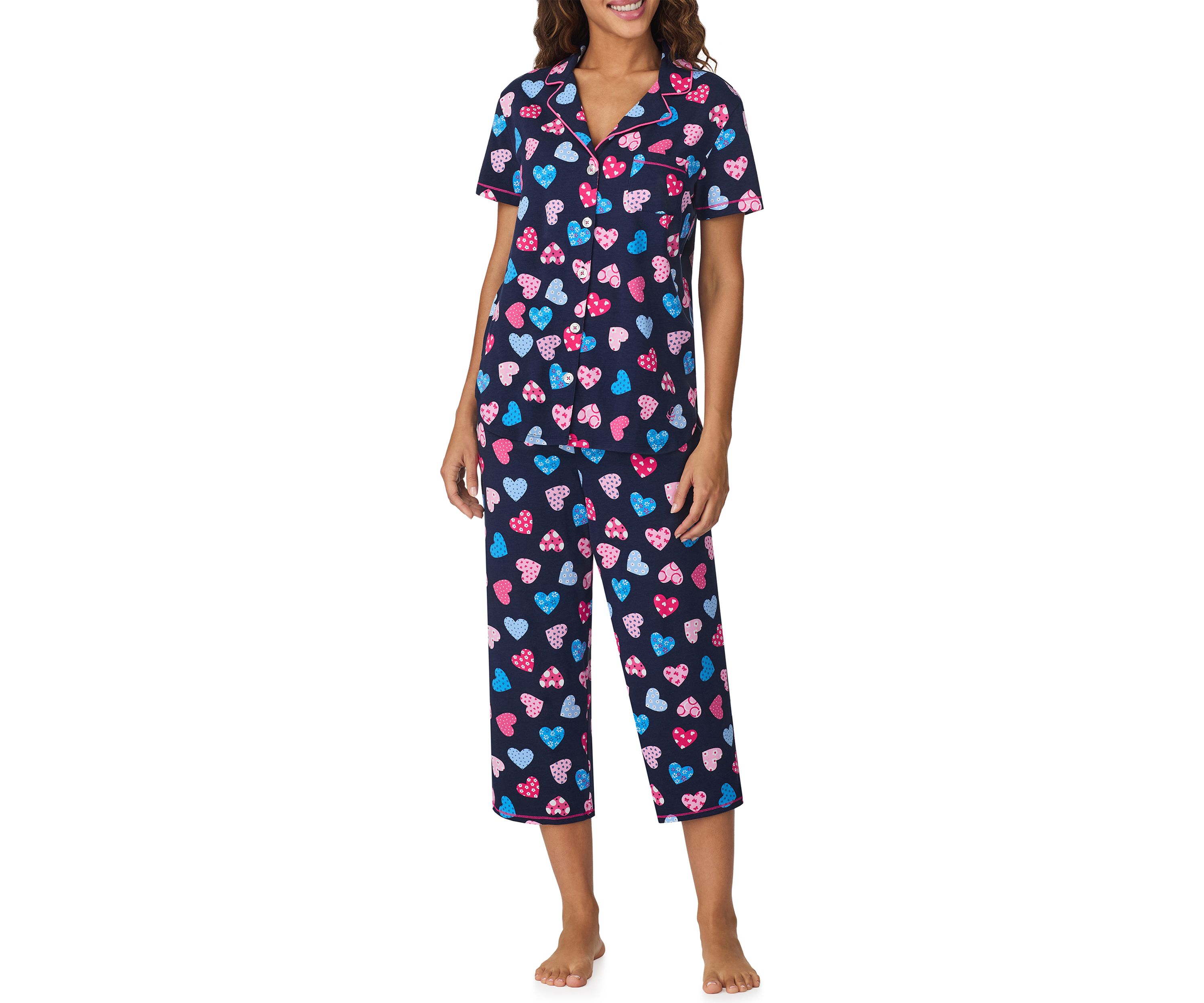 Short Sleeve Notch Pajama Set 