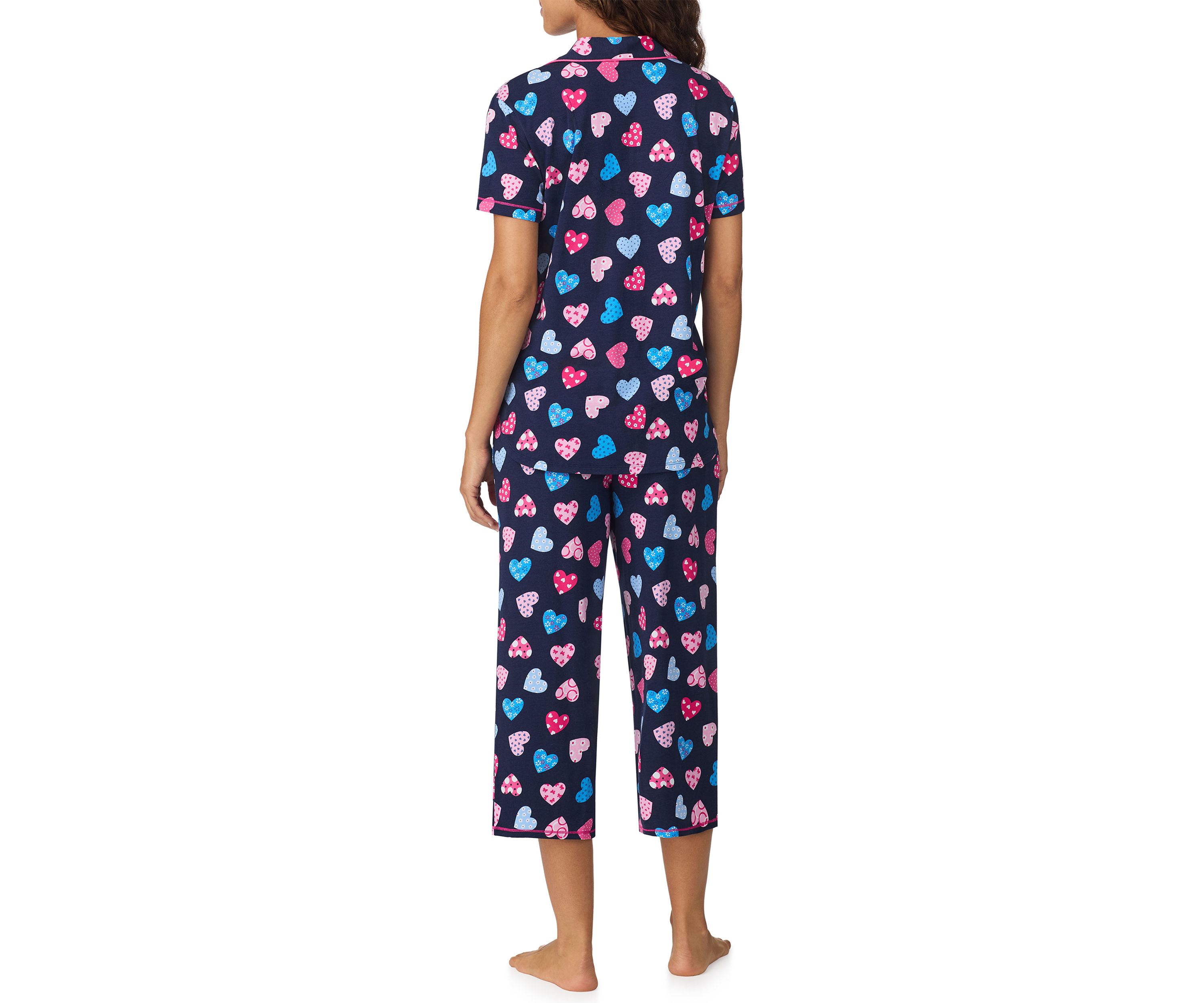 Short Sleeve Notch Pajama Set 