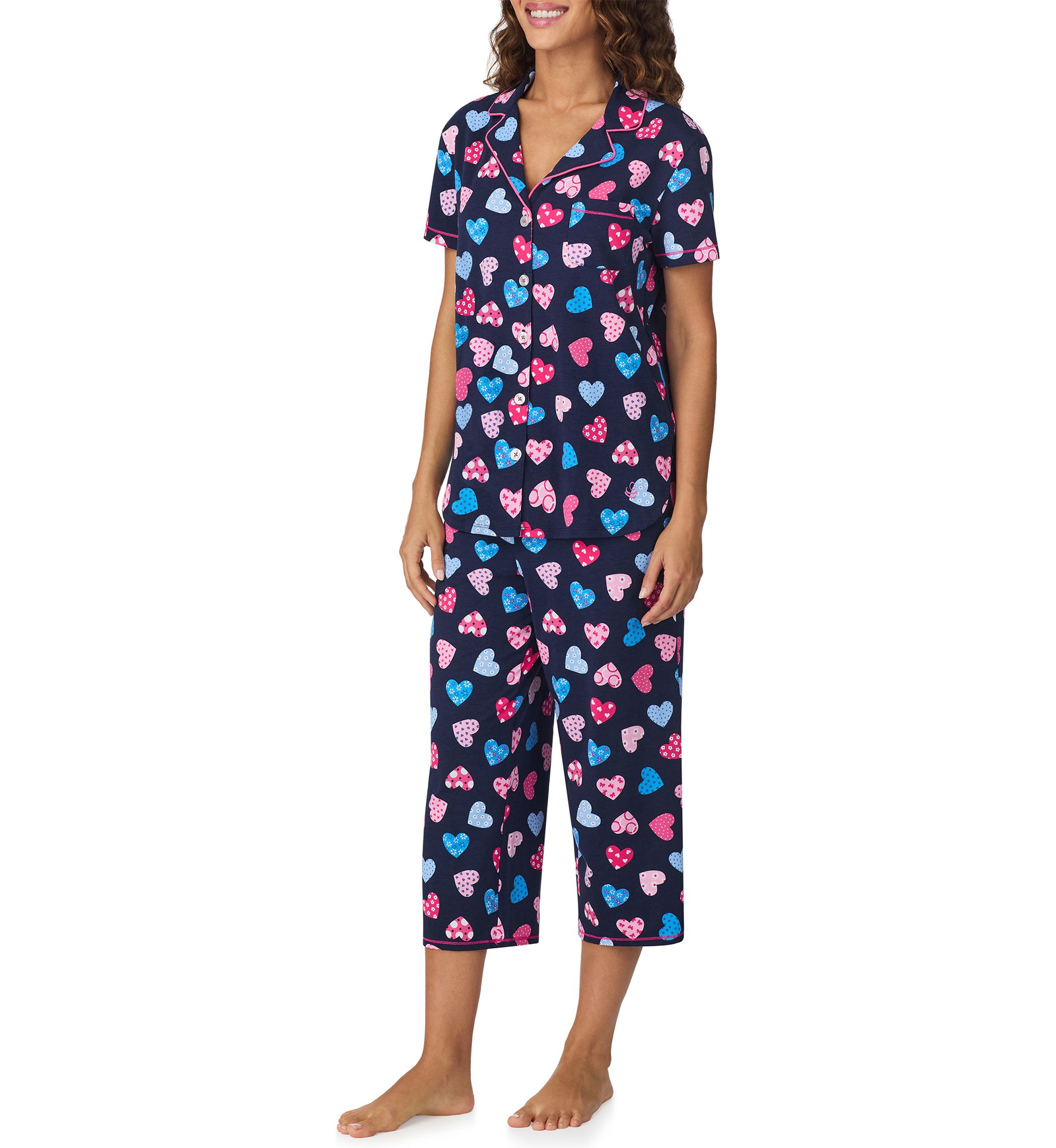Short Sleeve Notch Pajama Set 