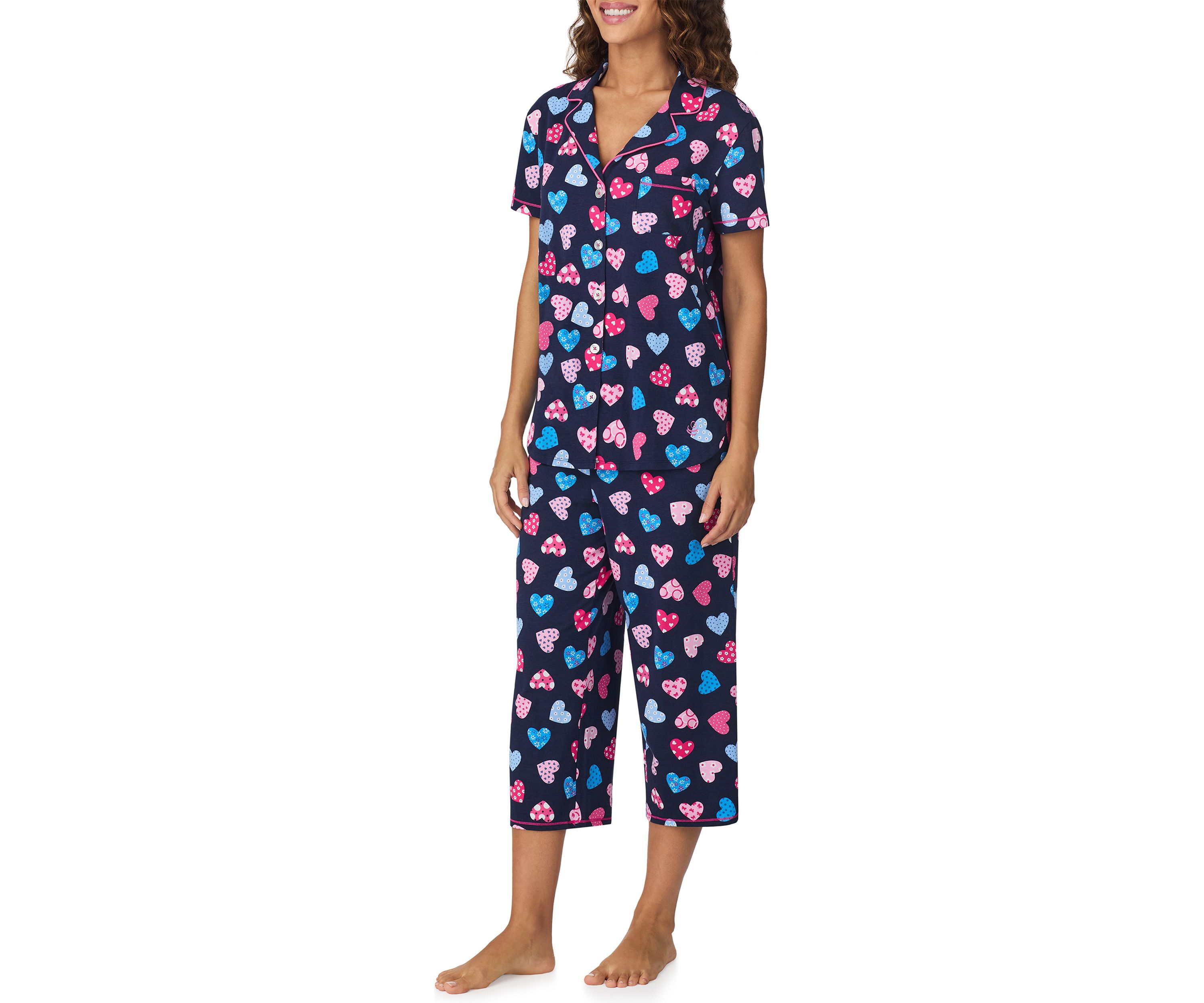 Short Sleeve Notch Pajama Set 