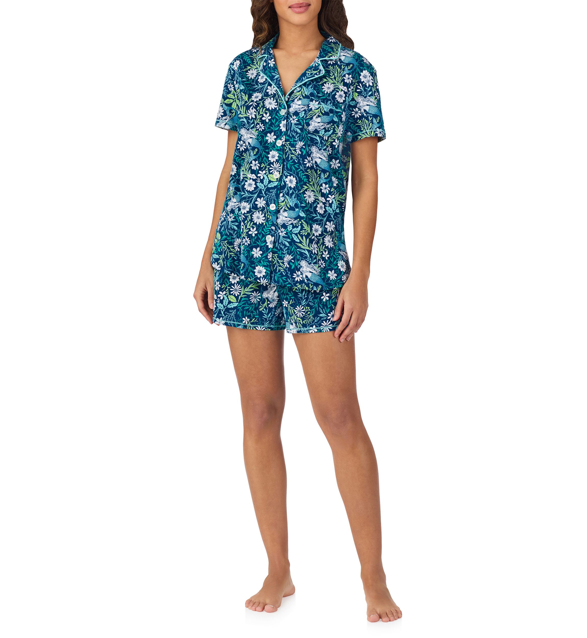 Short Sleeve Notch Collar Boxer PJ Set