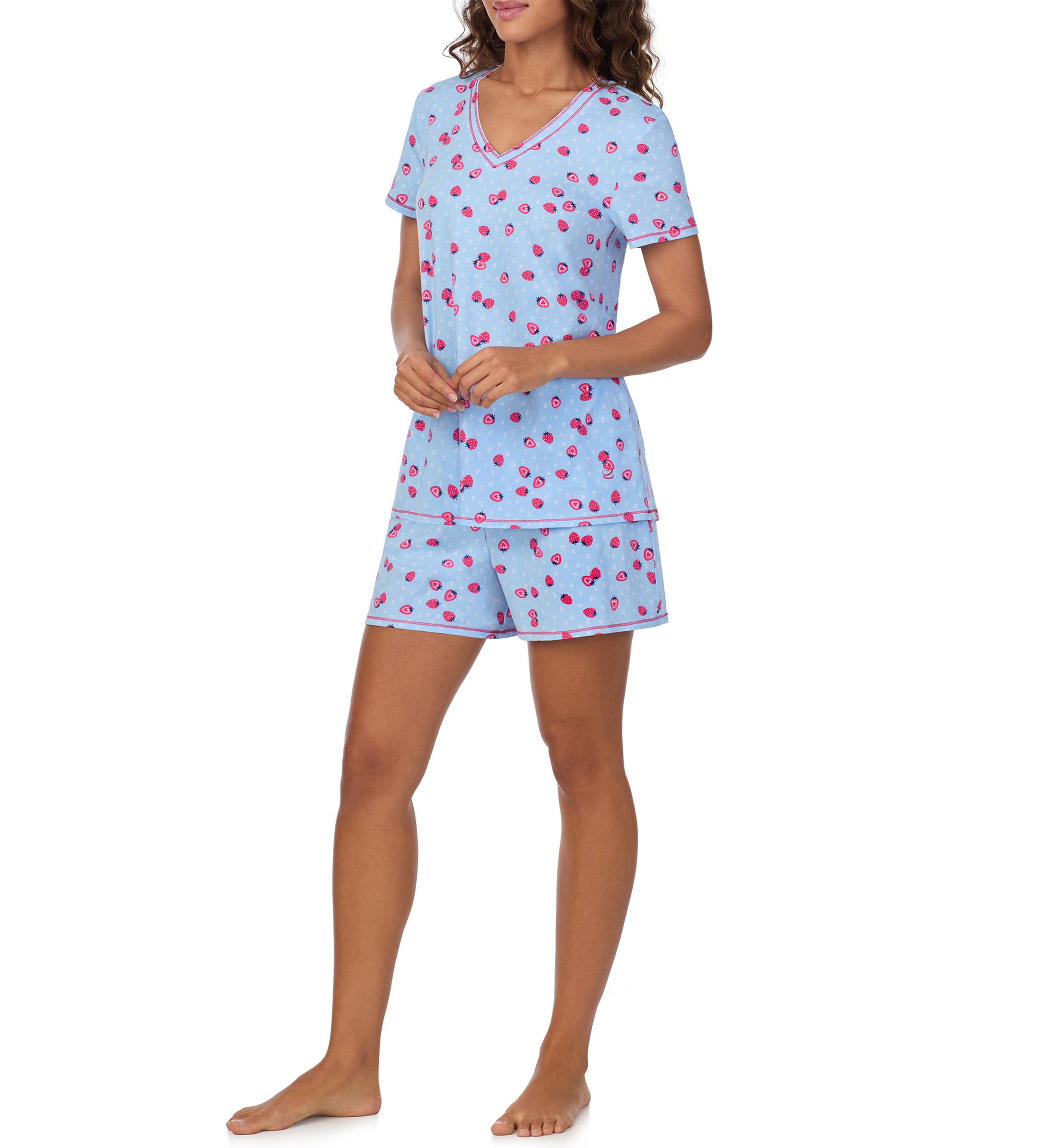 Printed V-Neck Pajama Set