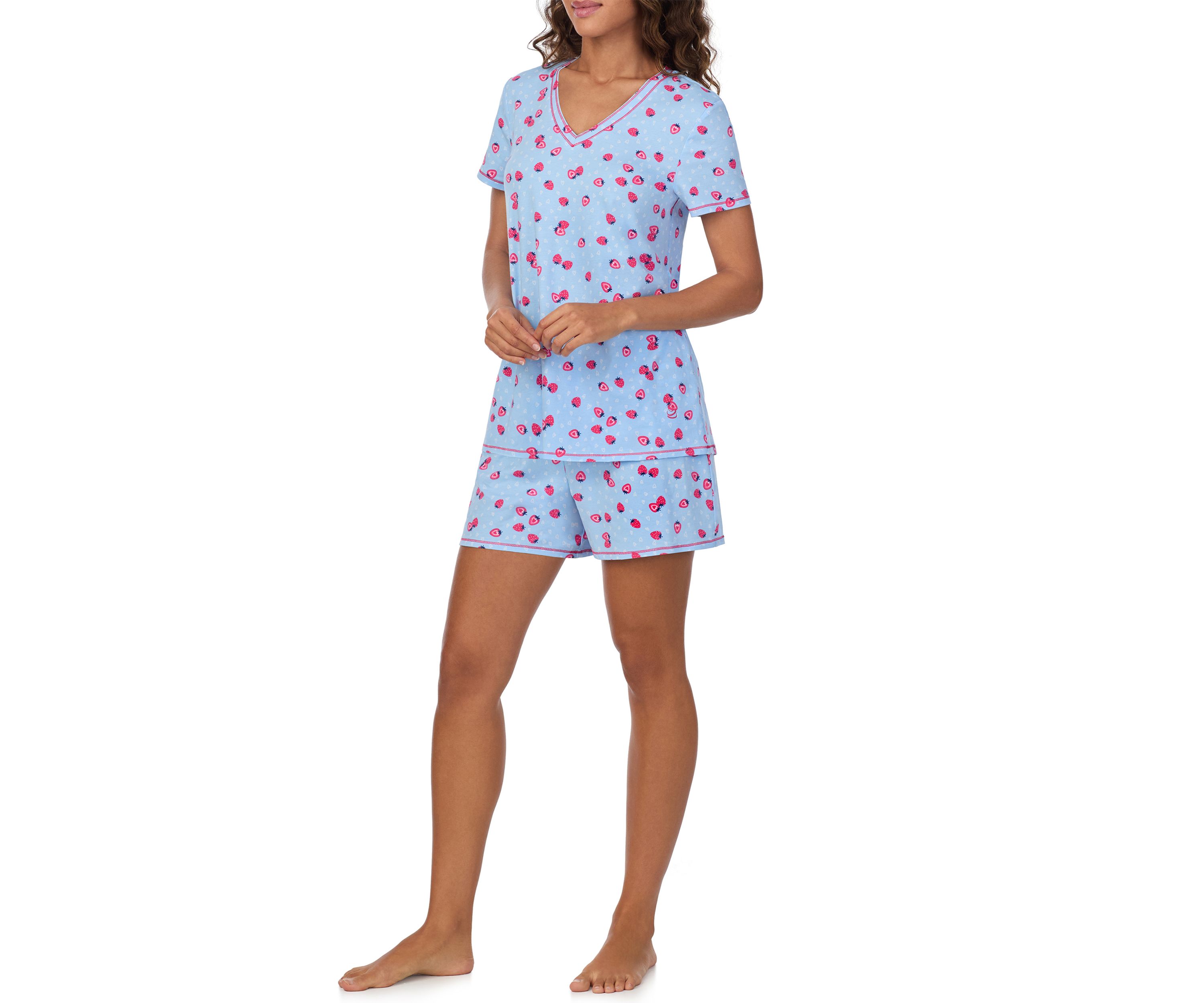 Printed V-Neck Pajama Set