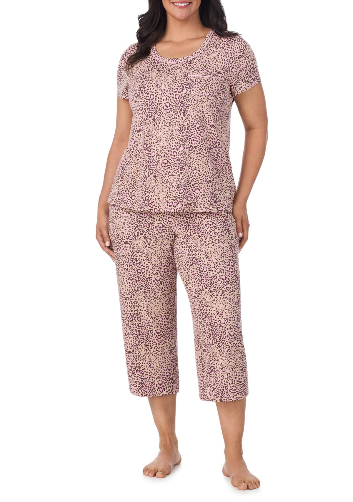 Short Sleeve Top and Cropped Pants Pajama Set