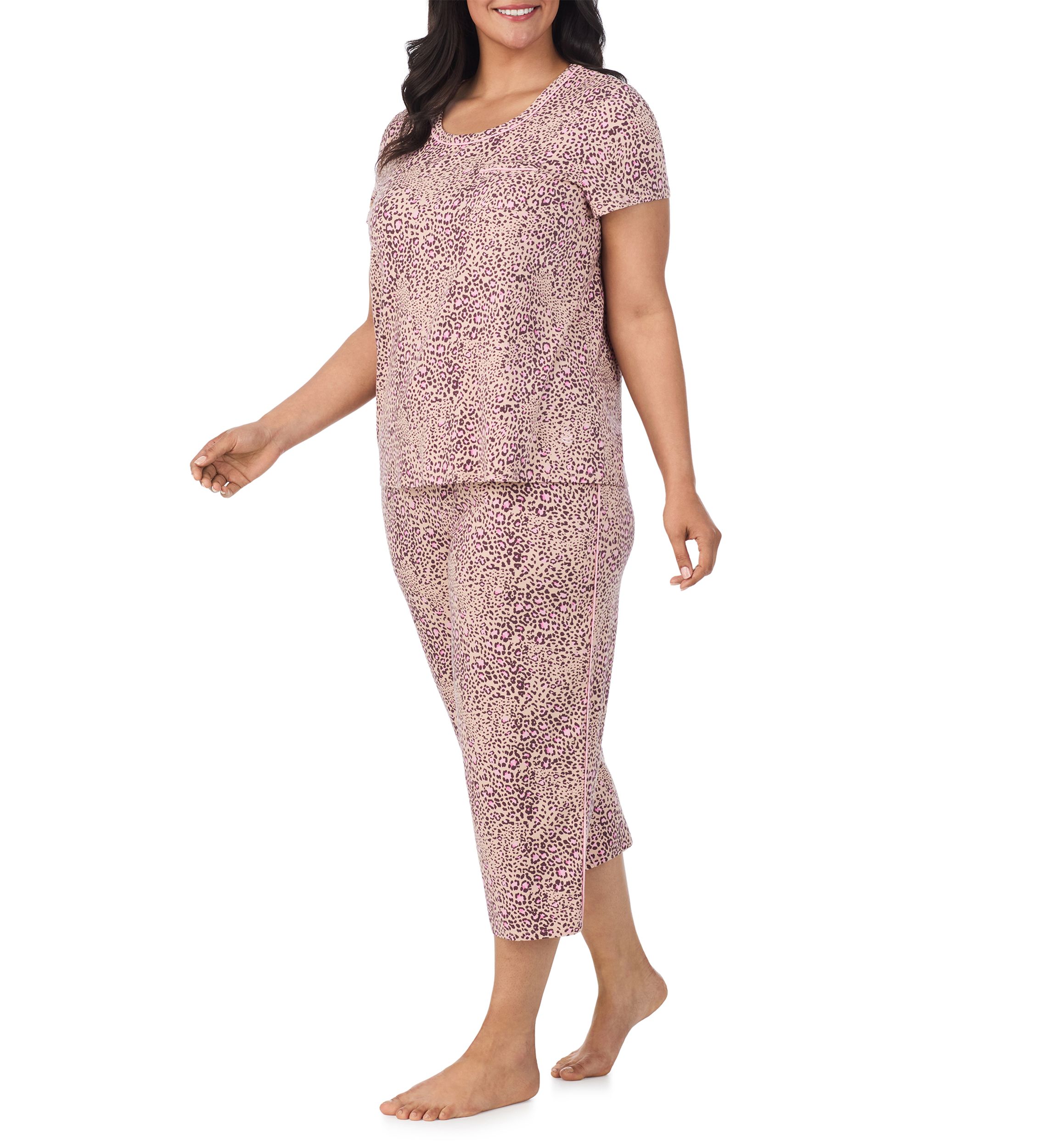 Short Sleeve Top and Cropped Pants Pajama Set