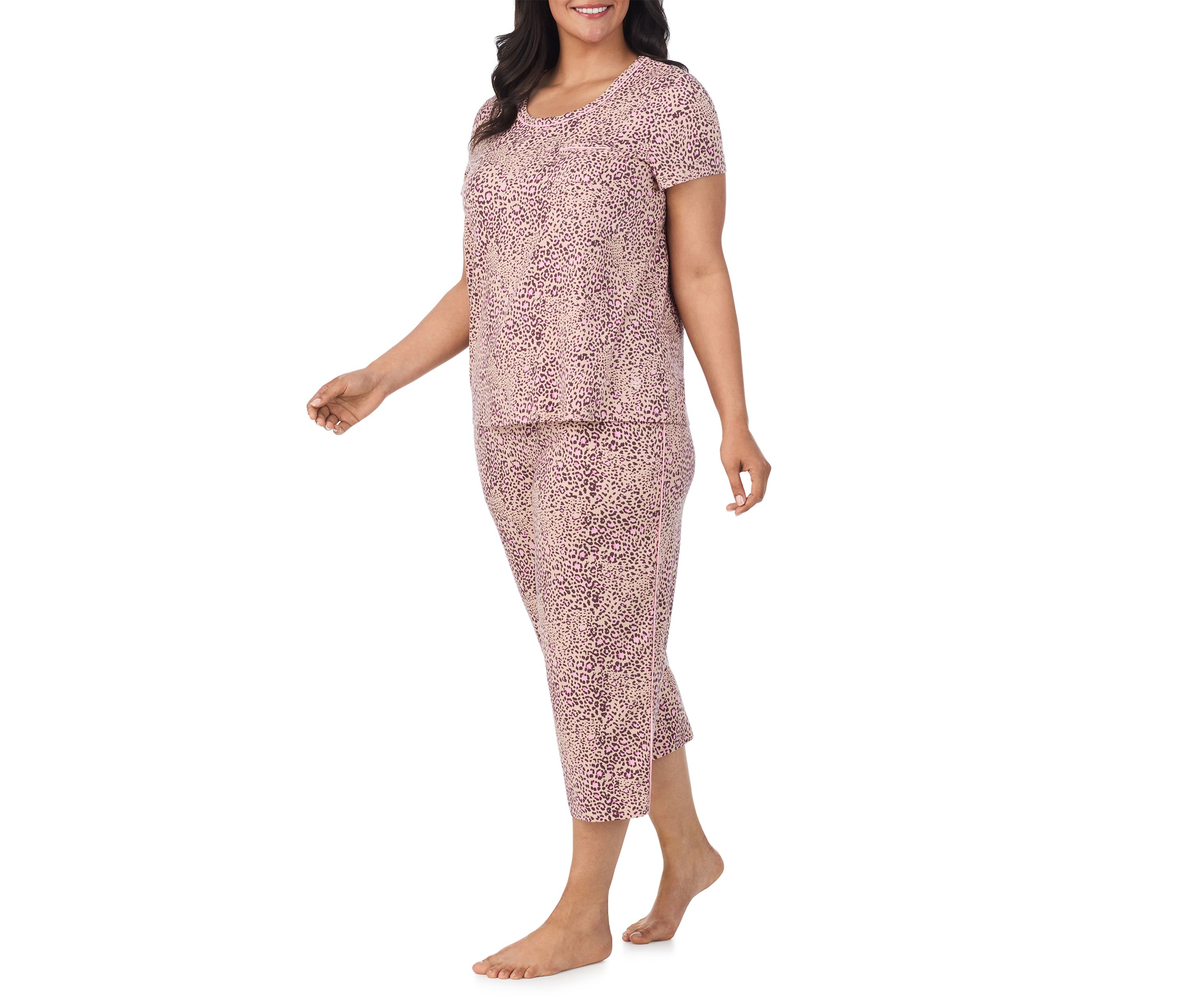 Short Sleeve Top and Cropped Pants Pajama Set