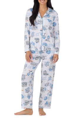Cuddl Duds Women's Long Sleeve Notch Collar Shirt and Pants Pajama Set, XL