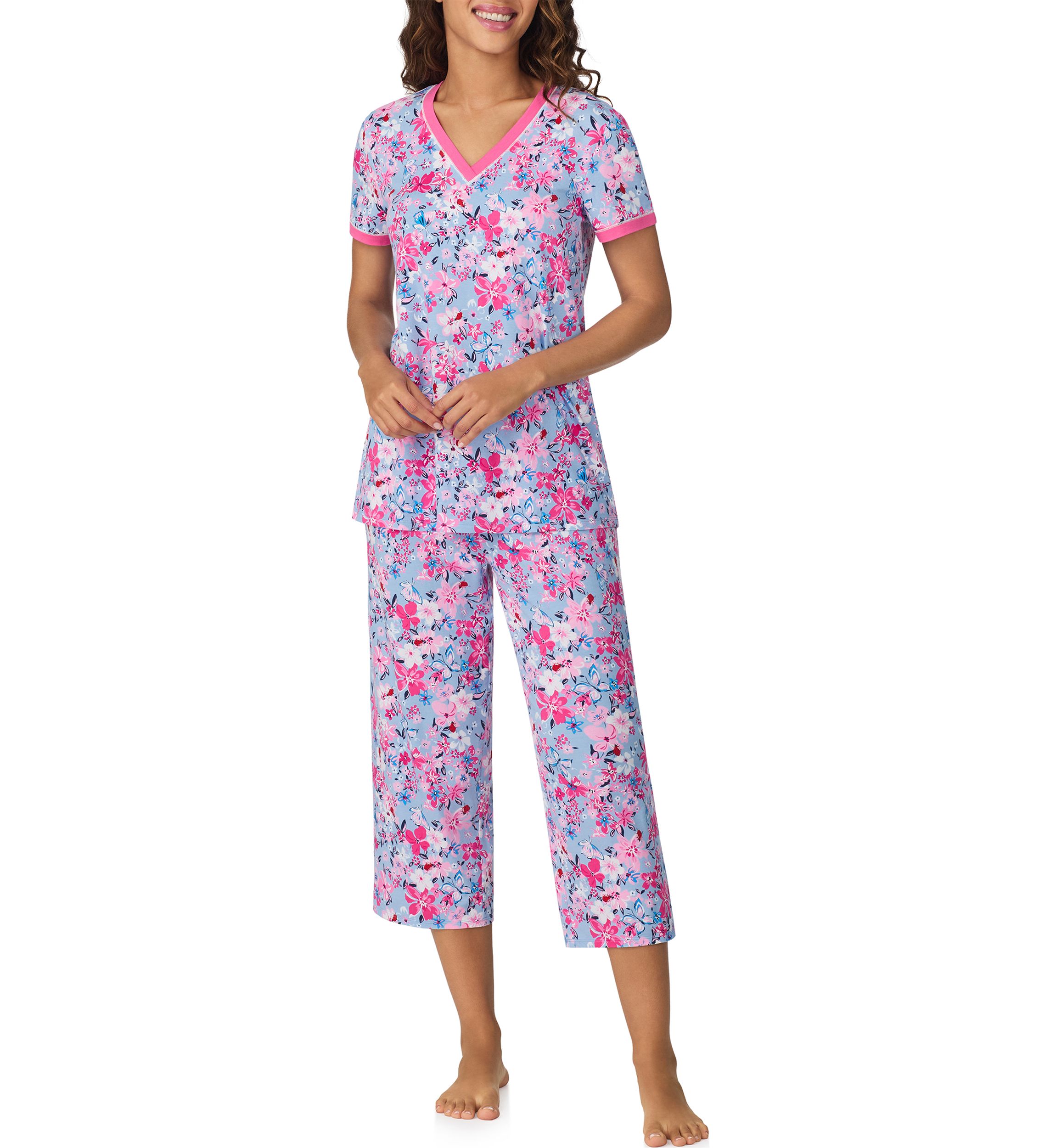 Short Sleeve Cropped Printed Pajama Set