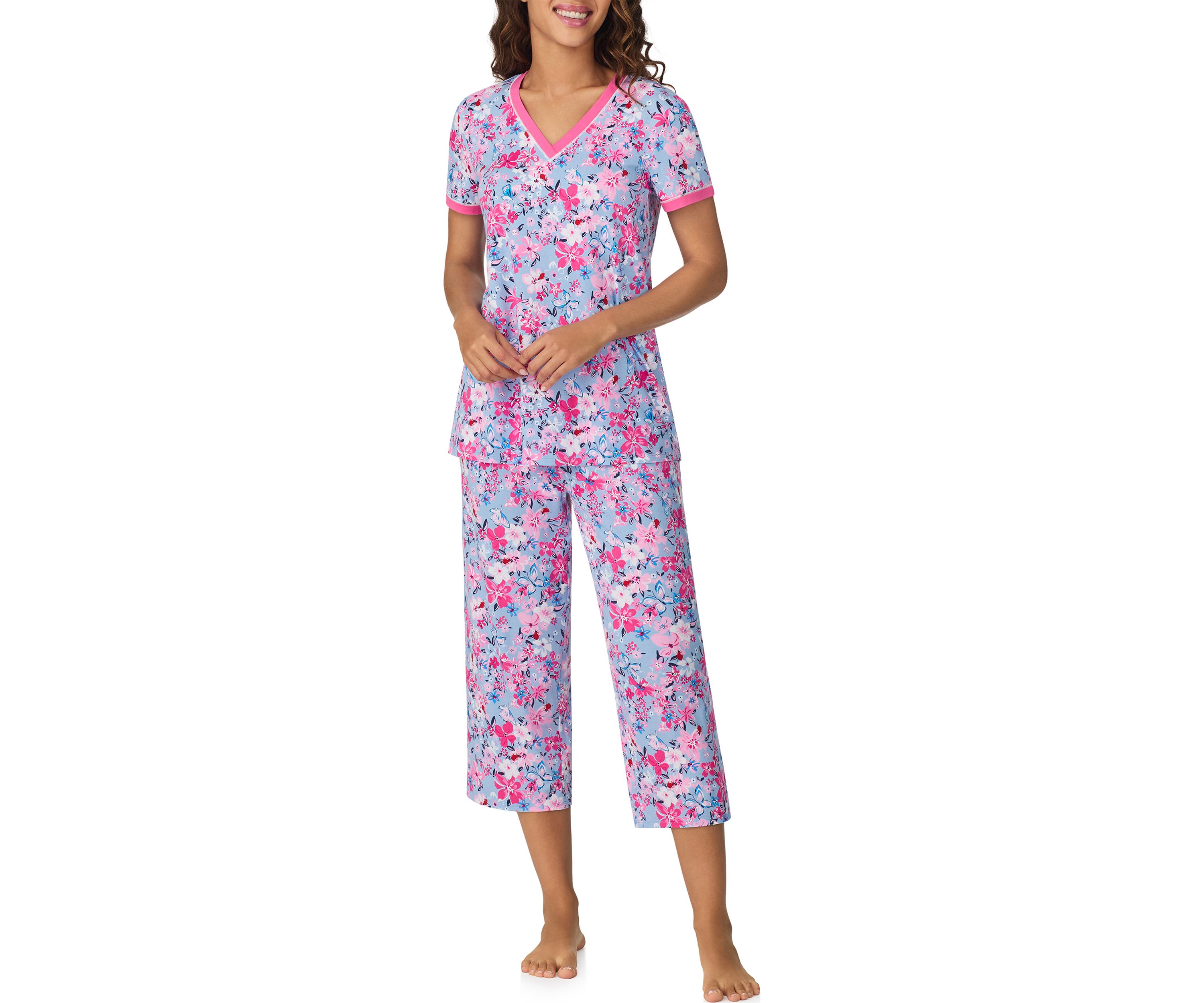 Short Sleeve Cropped Printed Pajama Set