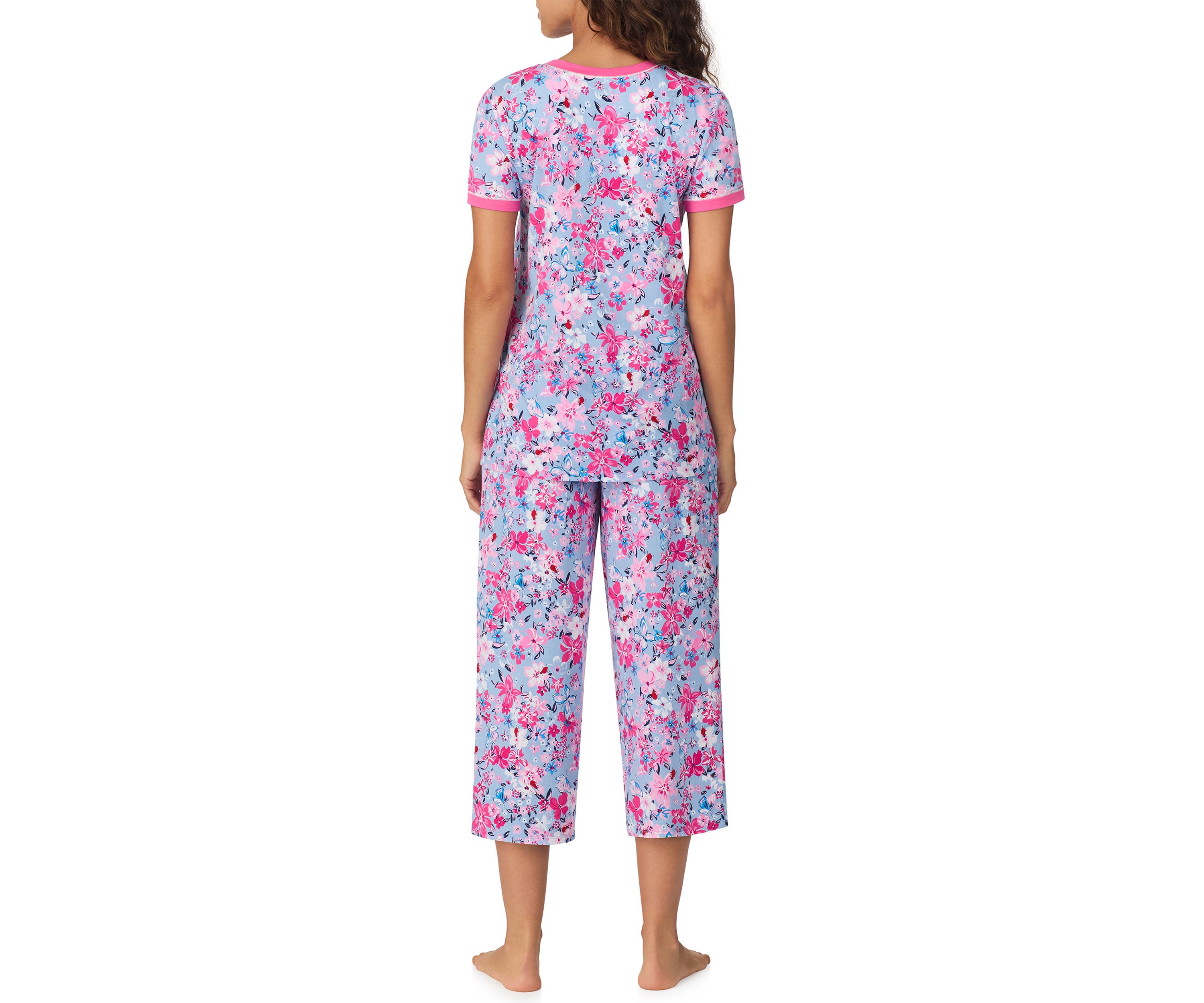 Short Sleeve Cropped Printed Pajama Set