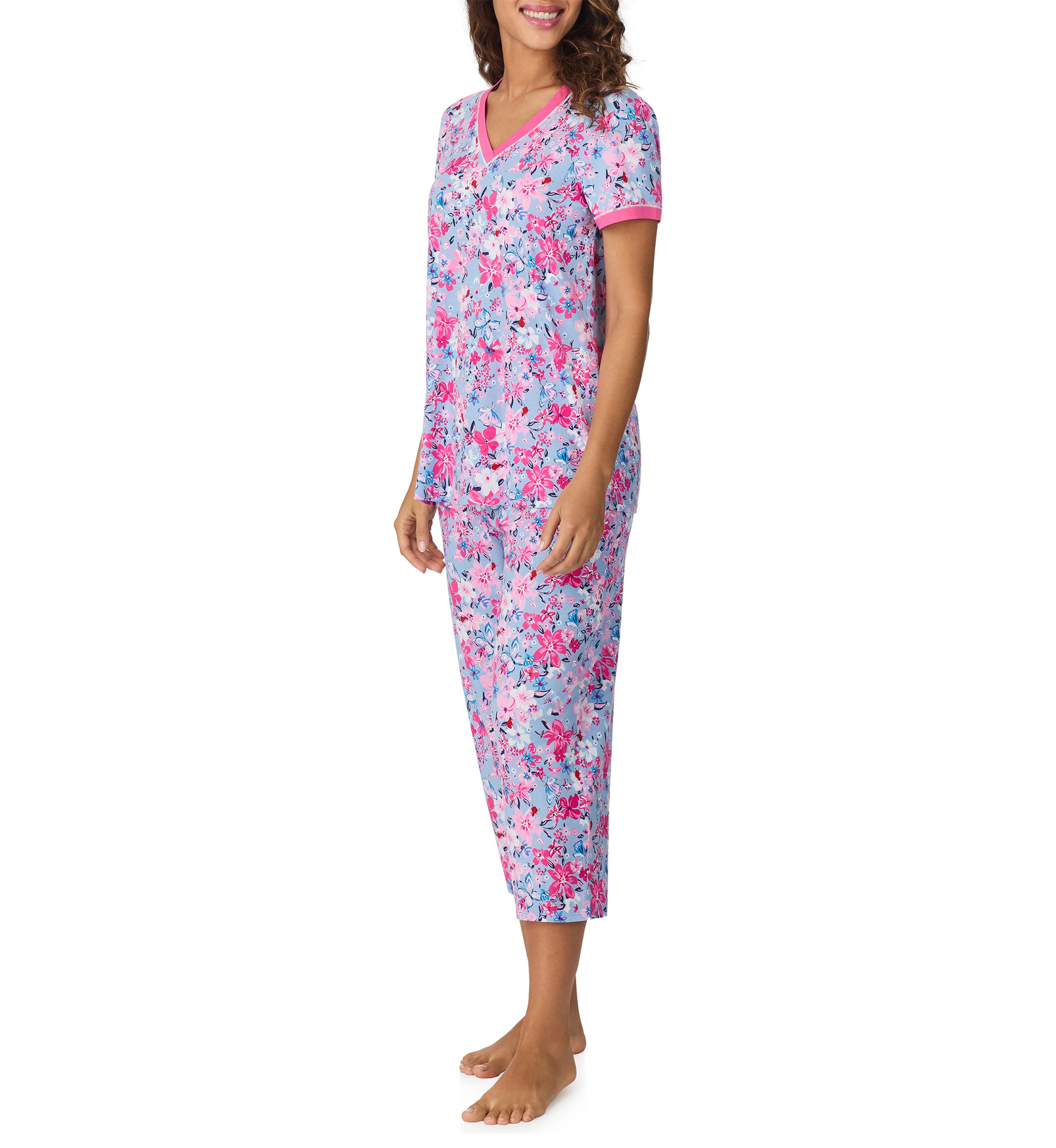 Short Sleeve Cropped Printed Pajama Set