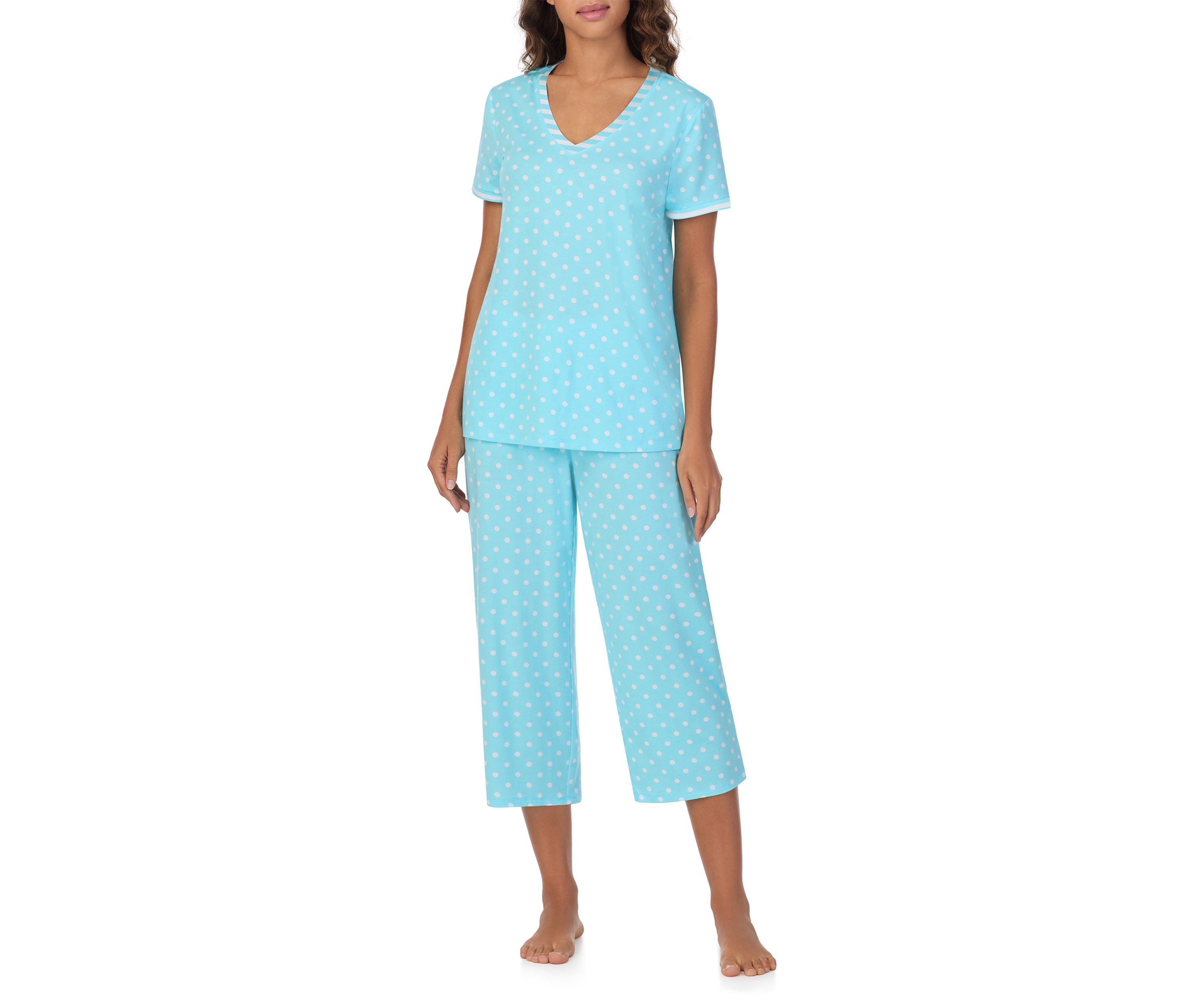 Cropped V-Neck Pajama Set
