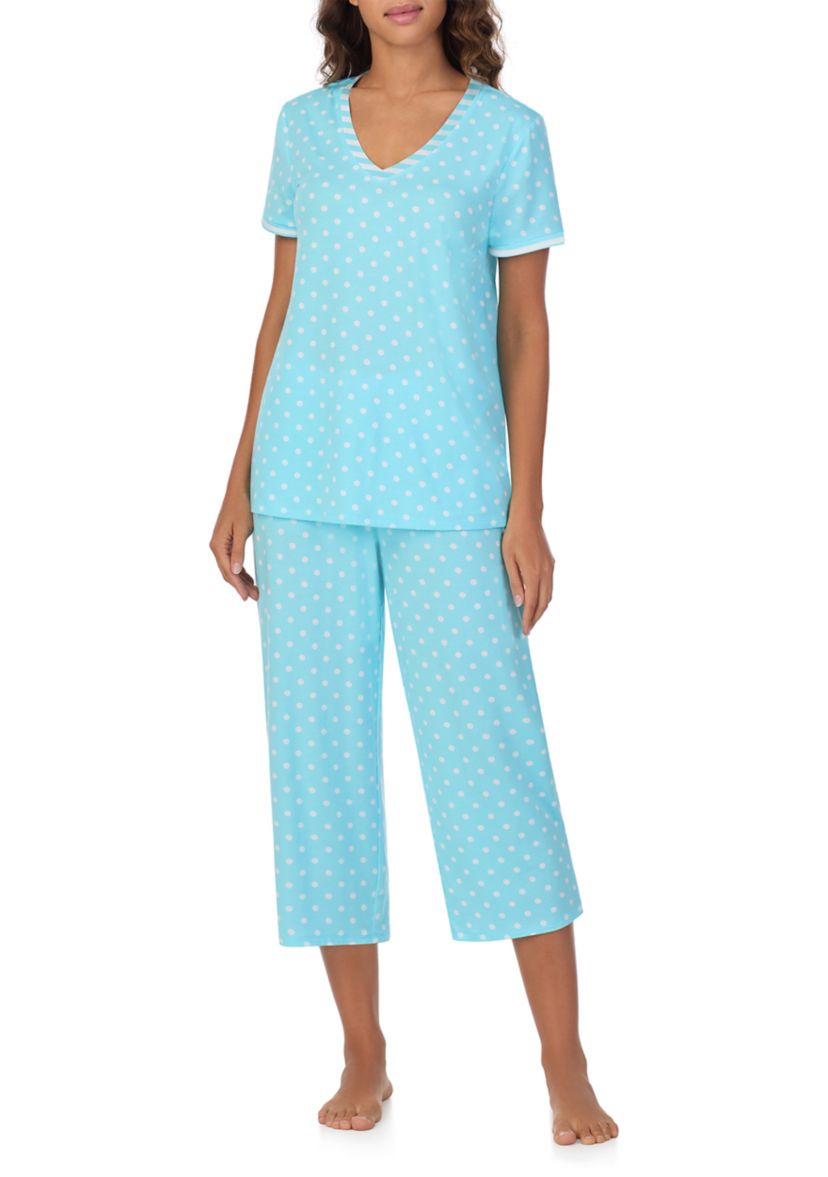 Cropped V-Neck Pajama Set