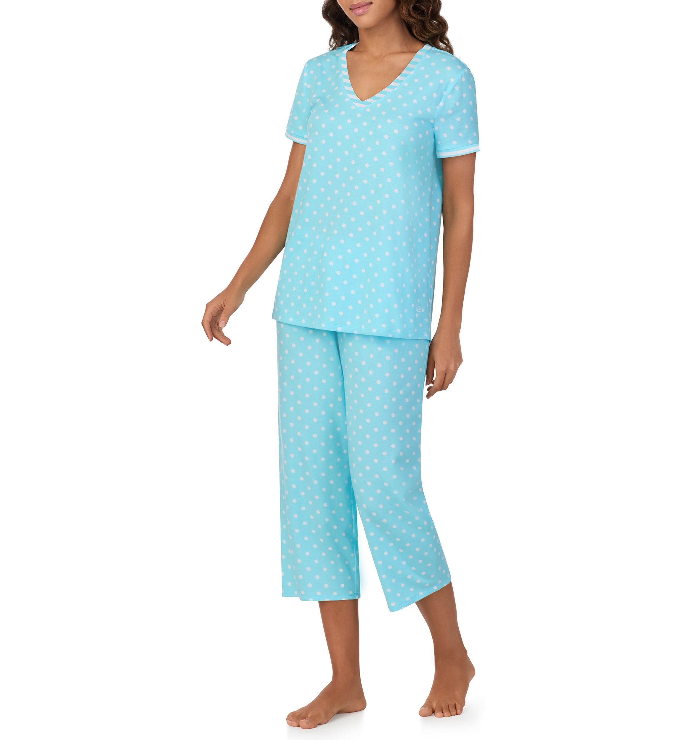 Cropped V-Neck Pajama Set