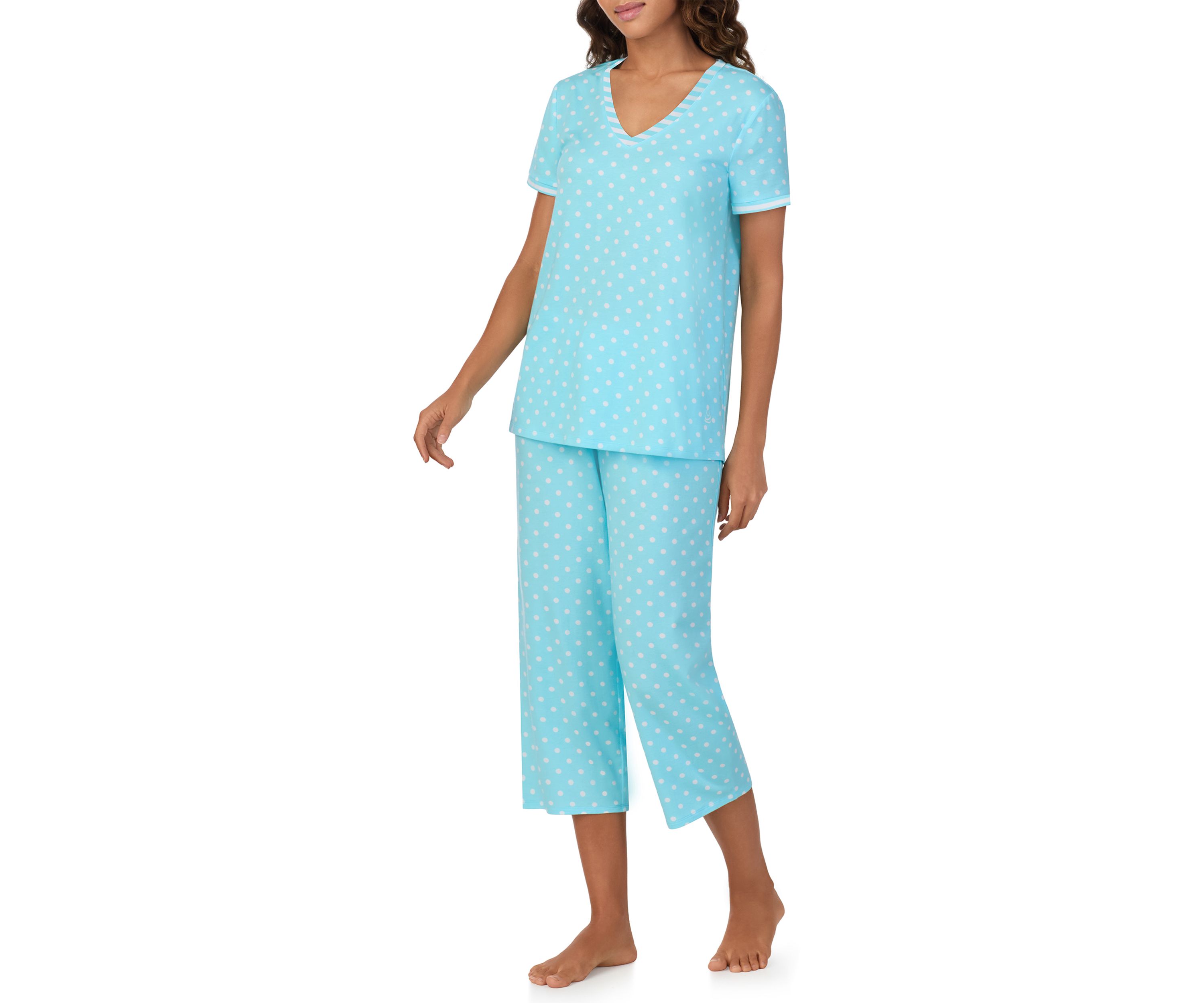 Cropped V-Neck Pajama Set