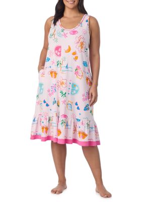 Cuddl Duds Women's Plus Size Sleeveless Ballet Midi Nightgown, 3X