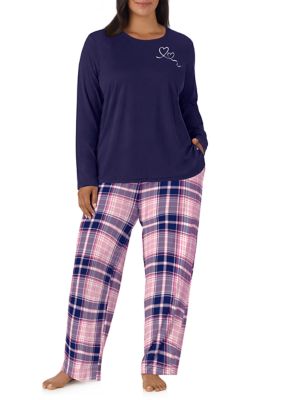 Cuddl Duds Women's Sweater Knit Long Sleeve Shirt and Jogger Pajama Set, Pink, 3XL