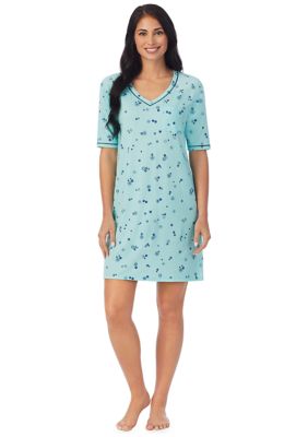 Cuddl Duds Women's Moisture Wicking Elbow Sleeve Sleep T-Shirt, Mint, Medium