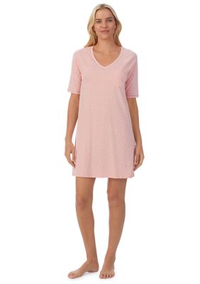 Cuddl Duds Women's Moisture Wicking Elbow Sleeve Sleep T-Shirt, Coral, Small