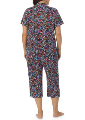 Wowens Plus Pajama Sets All Over Print Sleepware Lounge Royal Blue 2XL