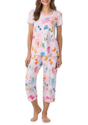 Cuddl Duds Women's Cropped Print Pajama Set, XL