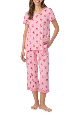 Cuddl Duds Women's Cropped Print Pajama Set