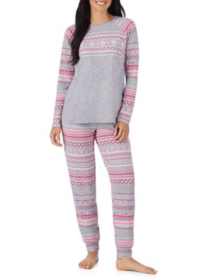 Cuddl Duds Women's Long Sleeve Shirt and Jogger Pajama Set, XL
