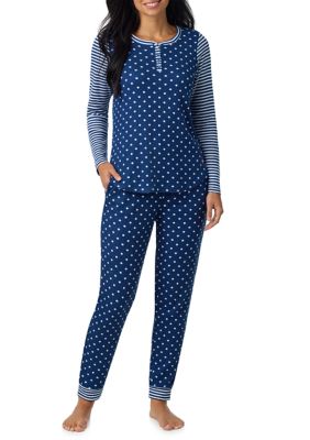 Cuddl Duds Women's Long Sleeve Shirt and Jogger Pants Pajama Set, XL