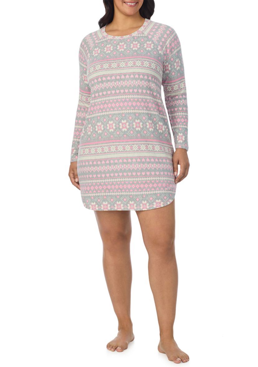 Plus Size Printed Sweater Knit Sleep Shirt