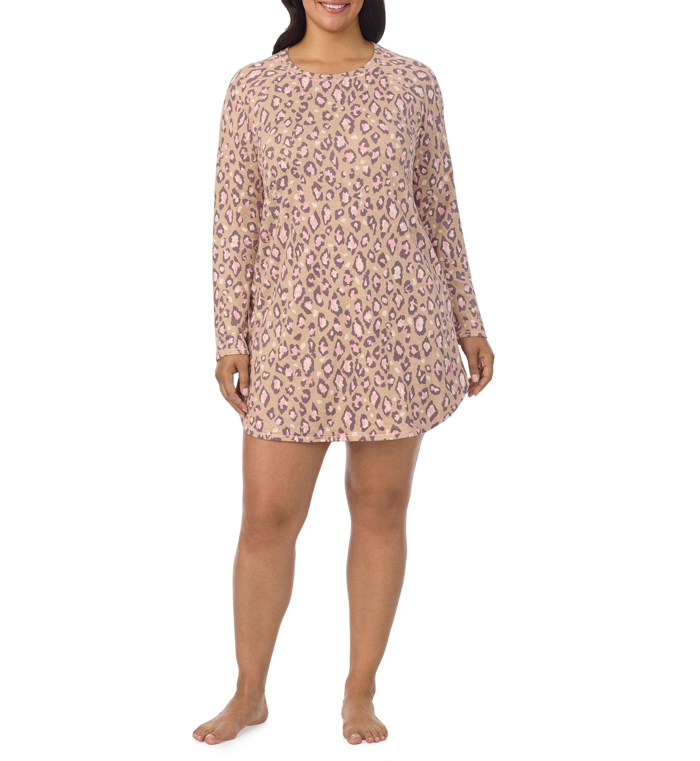 Plus Size Printed Sweater Knit Sleep Shirt