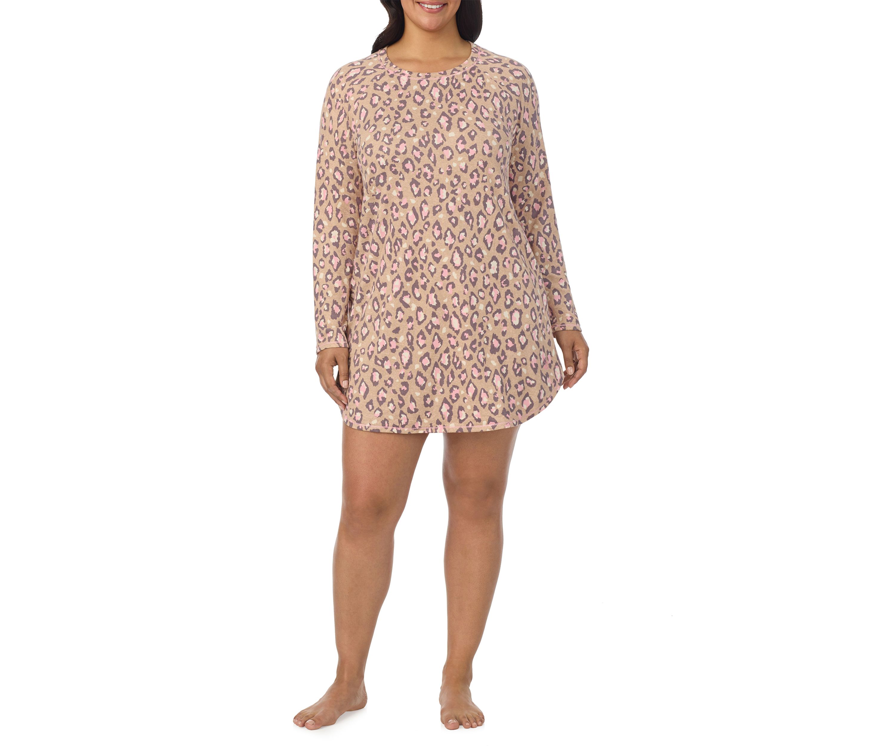 Plus Size Printed Sweater Knit Sleep Shirt