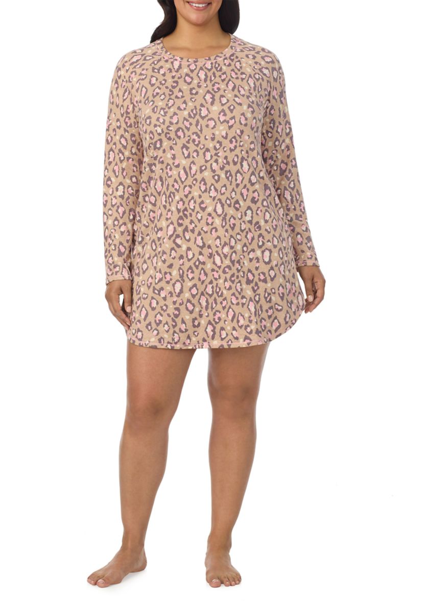Plus Size Printed Sweater Knit Sleep Shirt