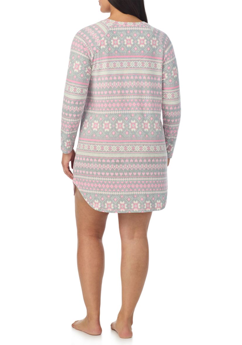 Plus Size Printed Sweater Knit Sleep Shirt