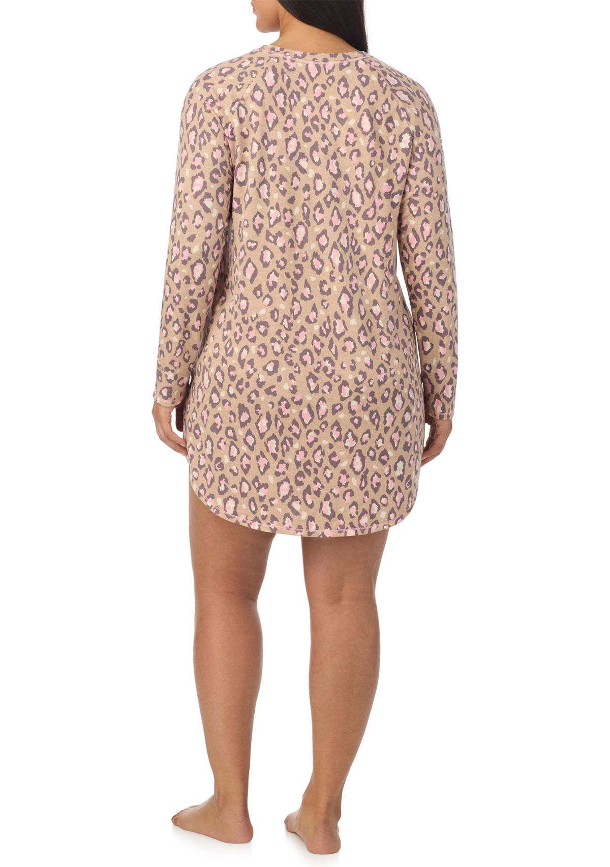 Plus Size Printed Sweater Knit Sleep Shirt