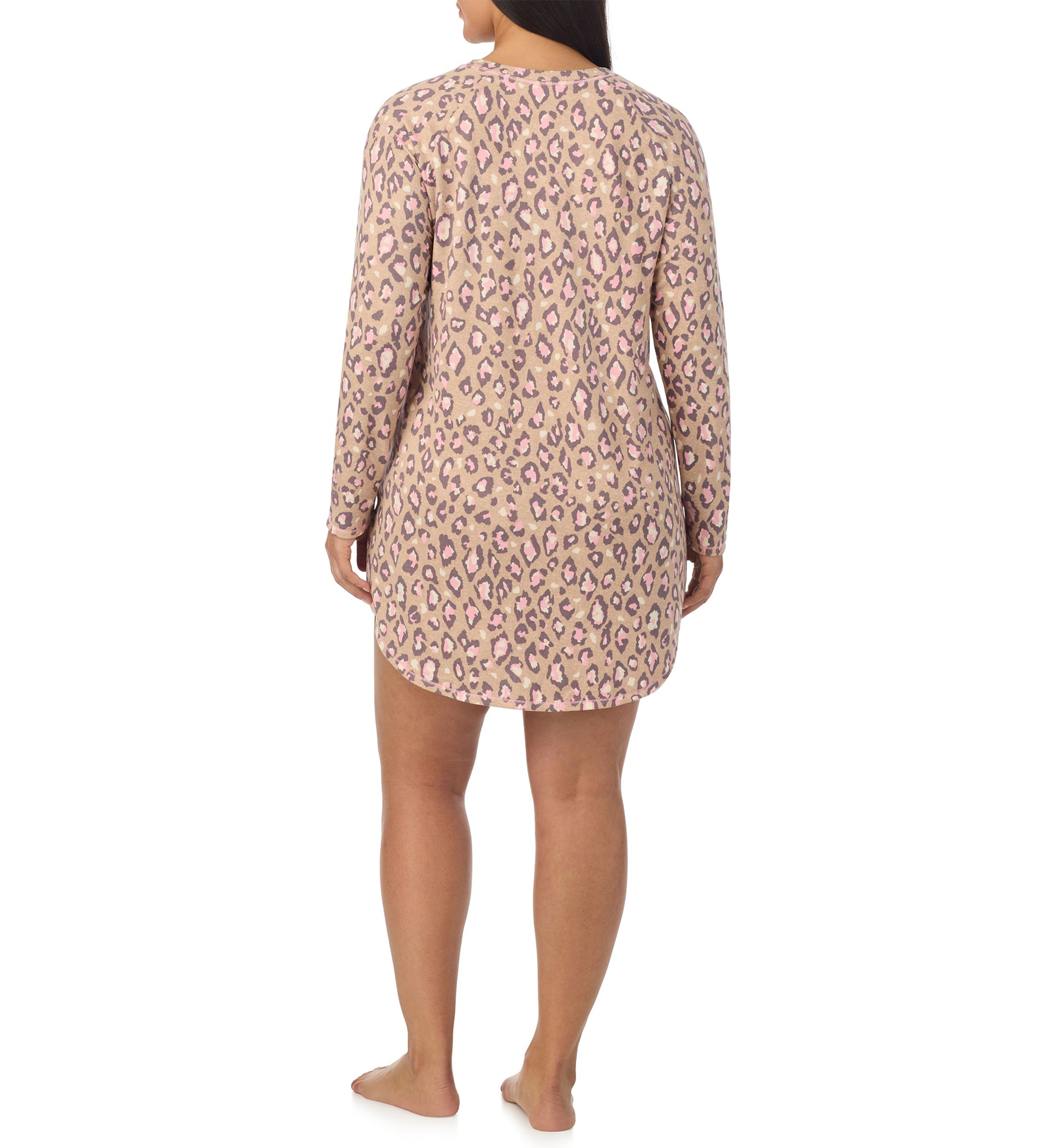 Plus Size Printed Sweater Knit Sleep Shirt