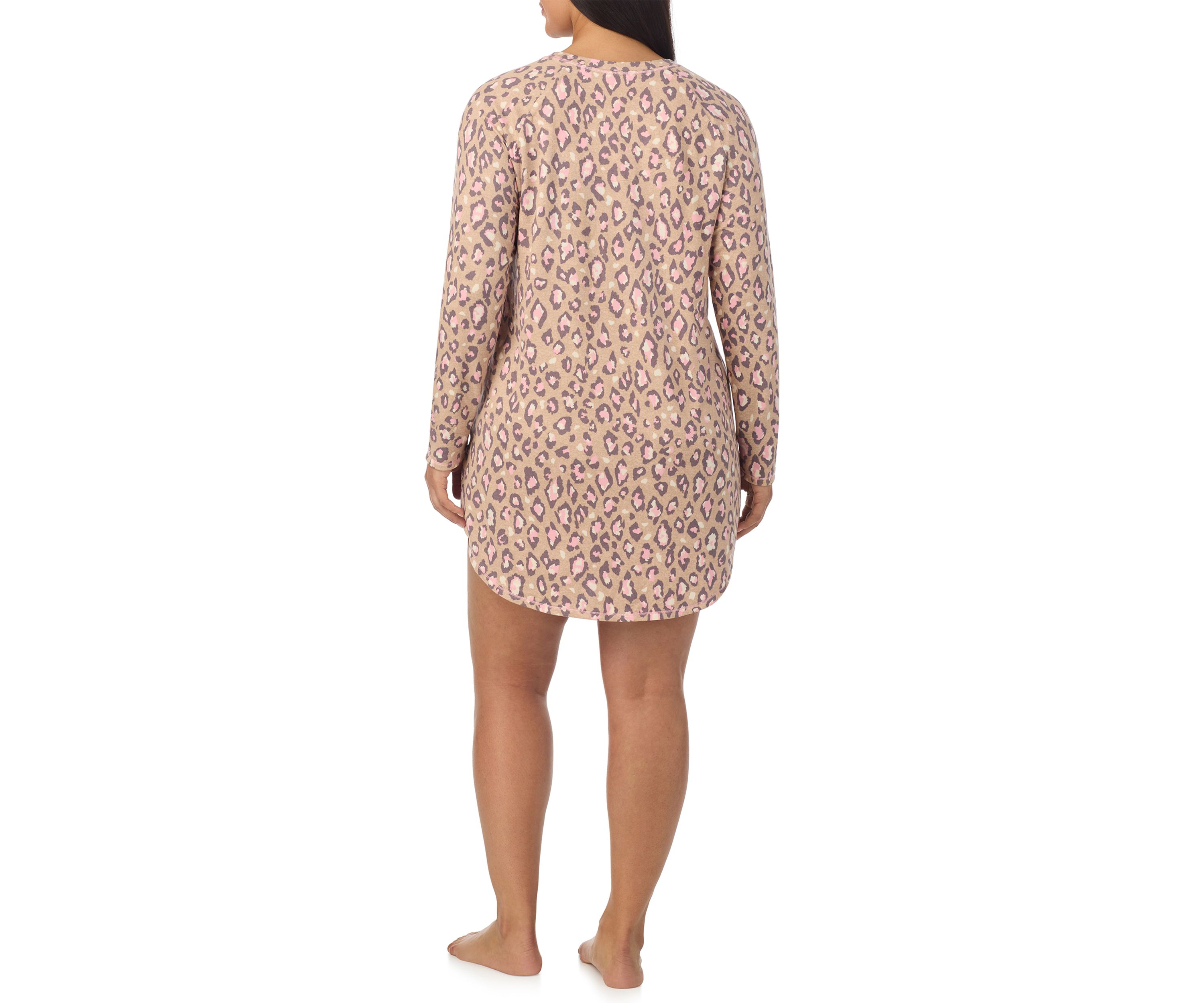 Plus Size Printed Sweater Knit Sleep Shirt