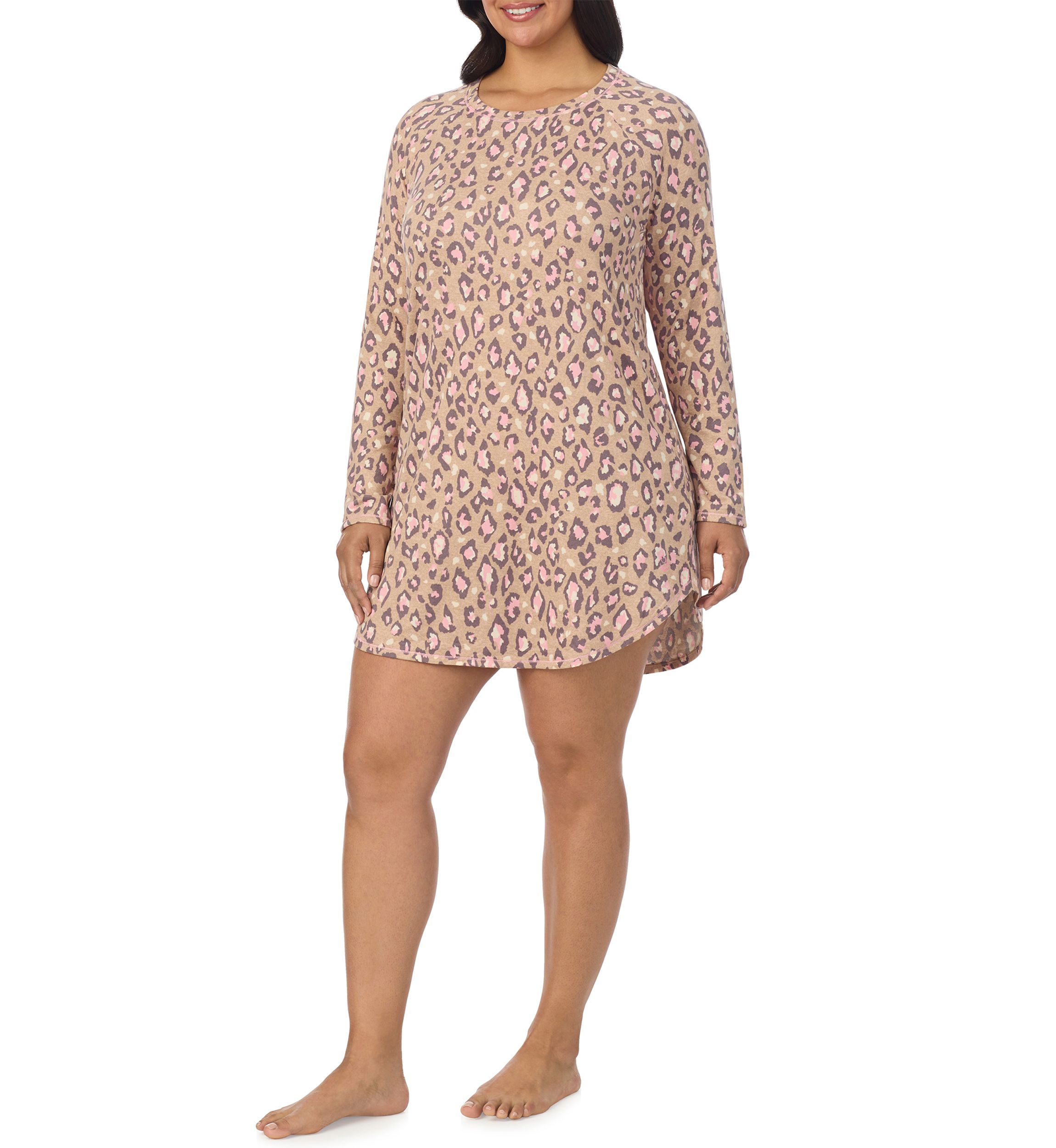 Plus Size Printed Sweater Knit Sleep Shirt