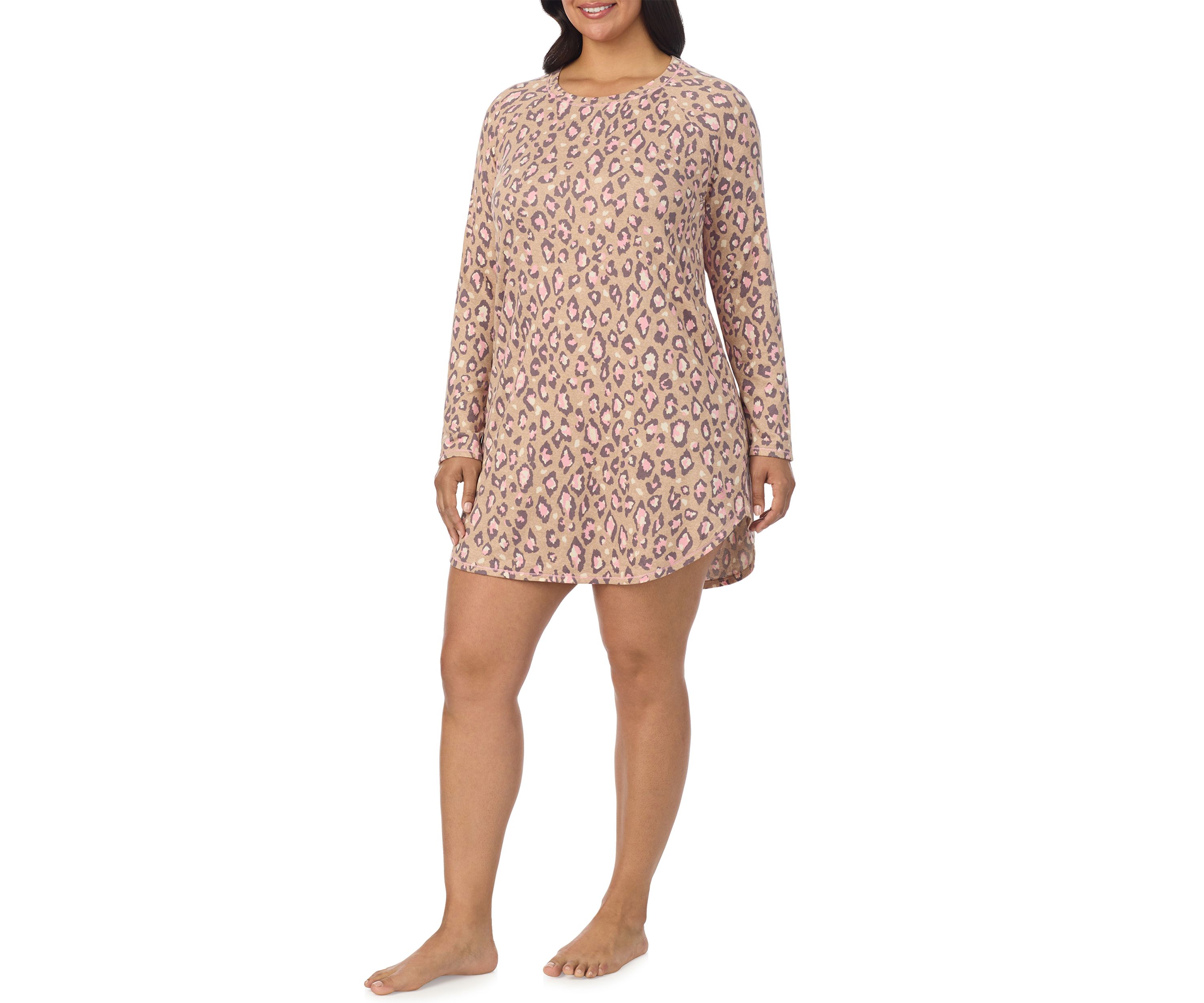 Plus Size Printed Sweater Knit Sleep Shirt