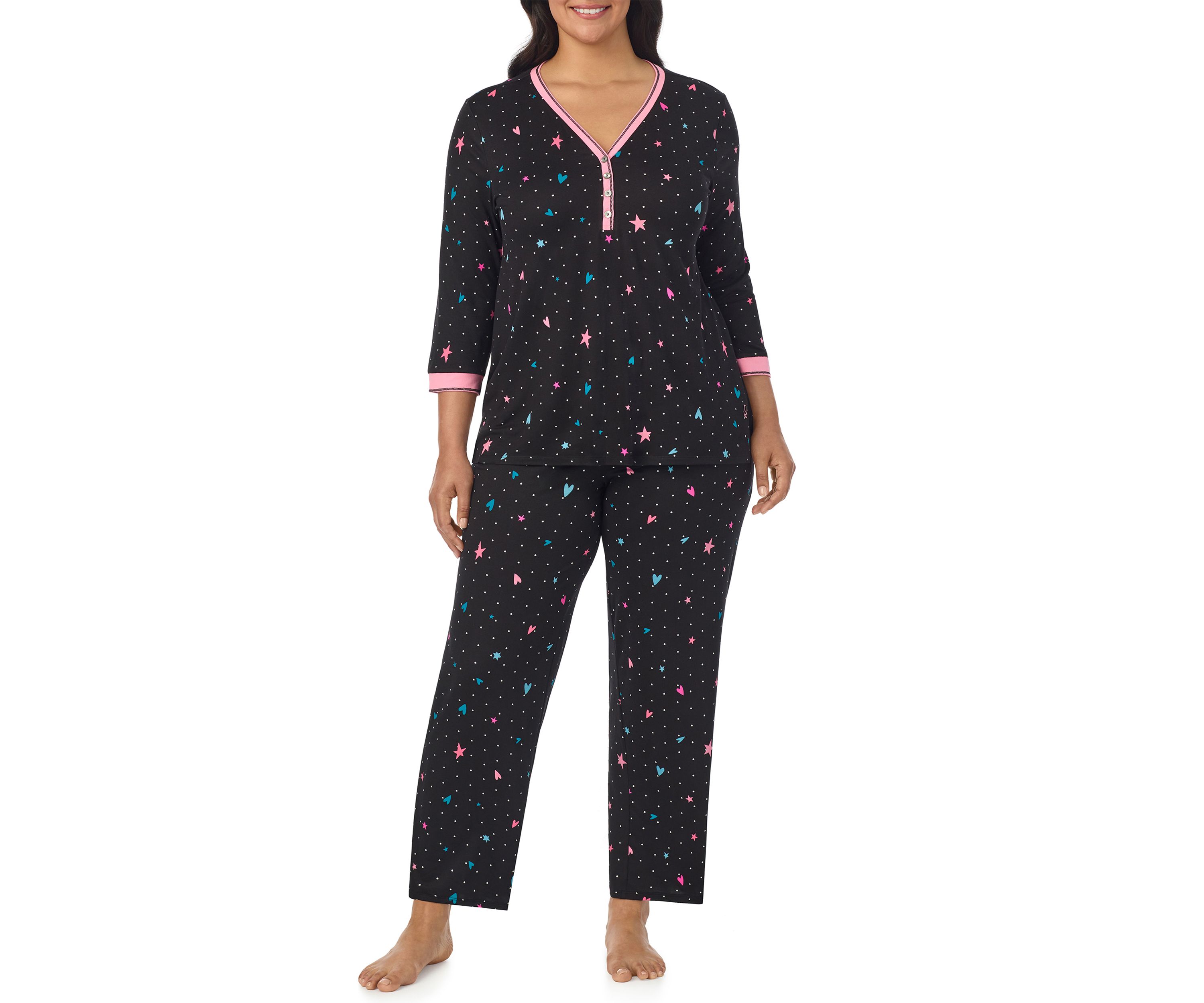 Plus Size Long Printed Pajama Set
