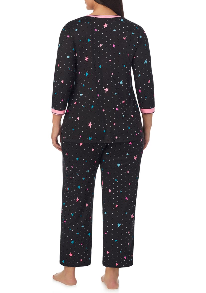 Plus Size Long Printed Pajama Set