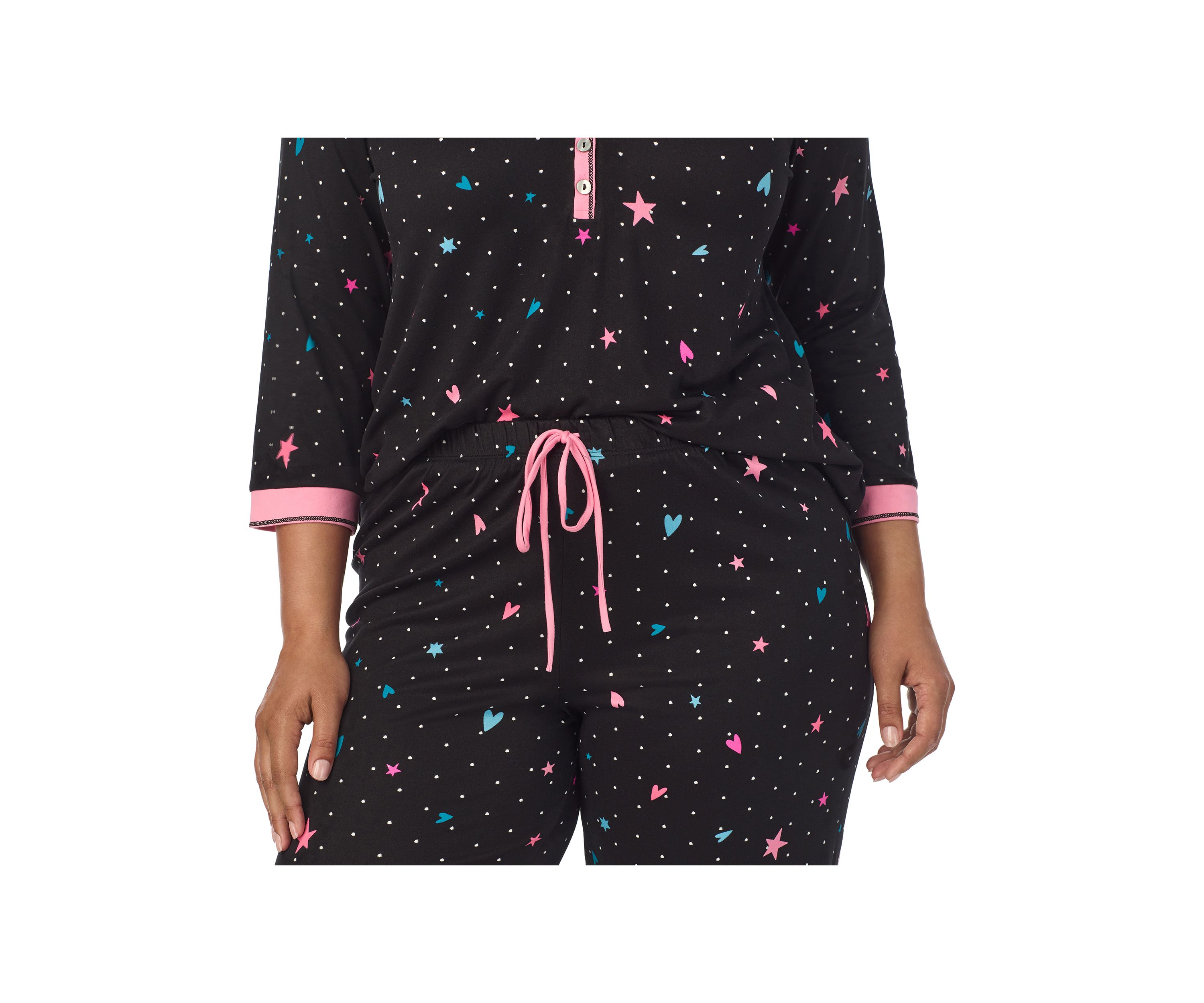 Plus Size Long Printed Pajama Set