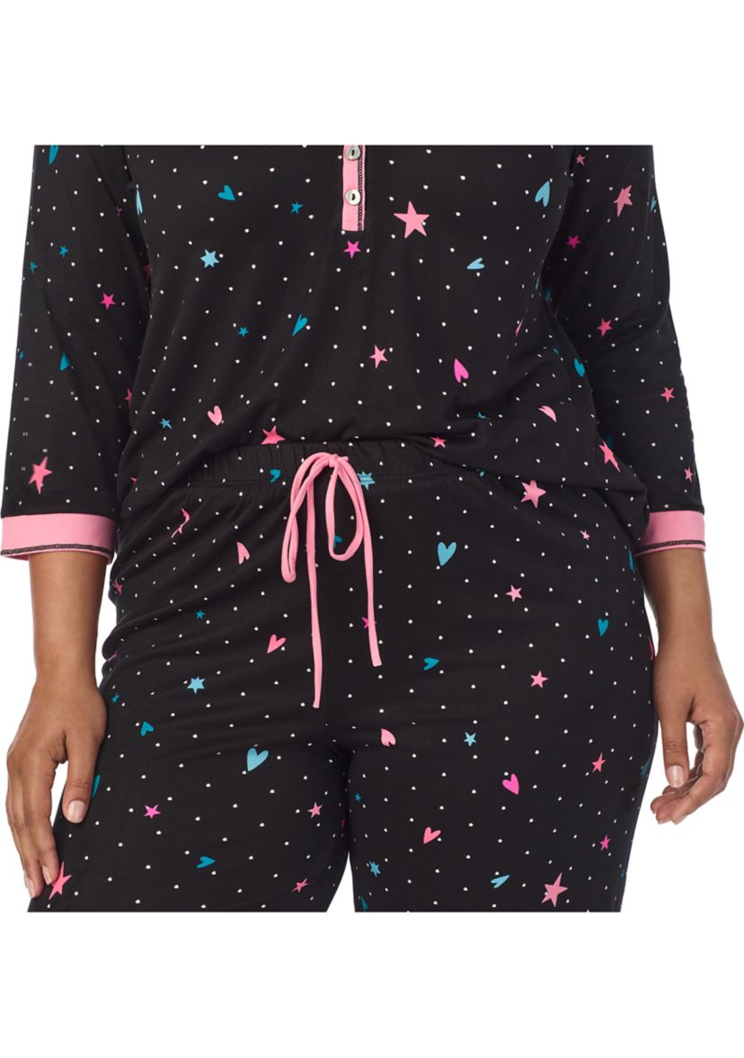 Plus Size Long Printed Pajama Set